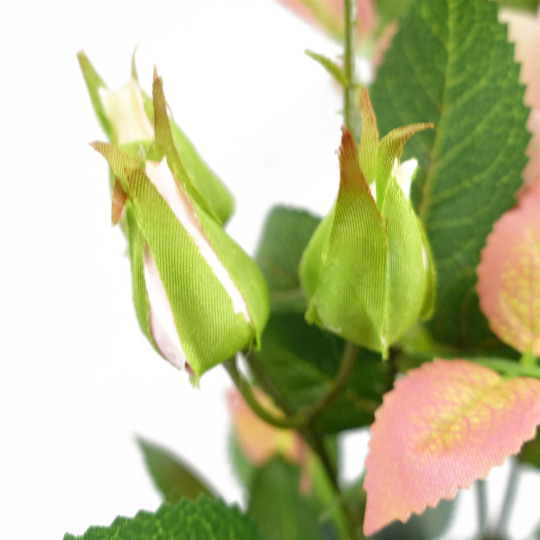 Leaf 50cm Artificial Pink Rose Plant in Decorative Weighted Pot