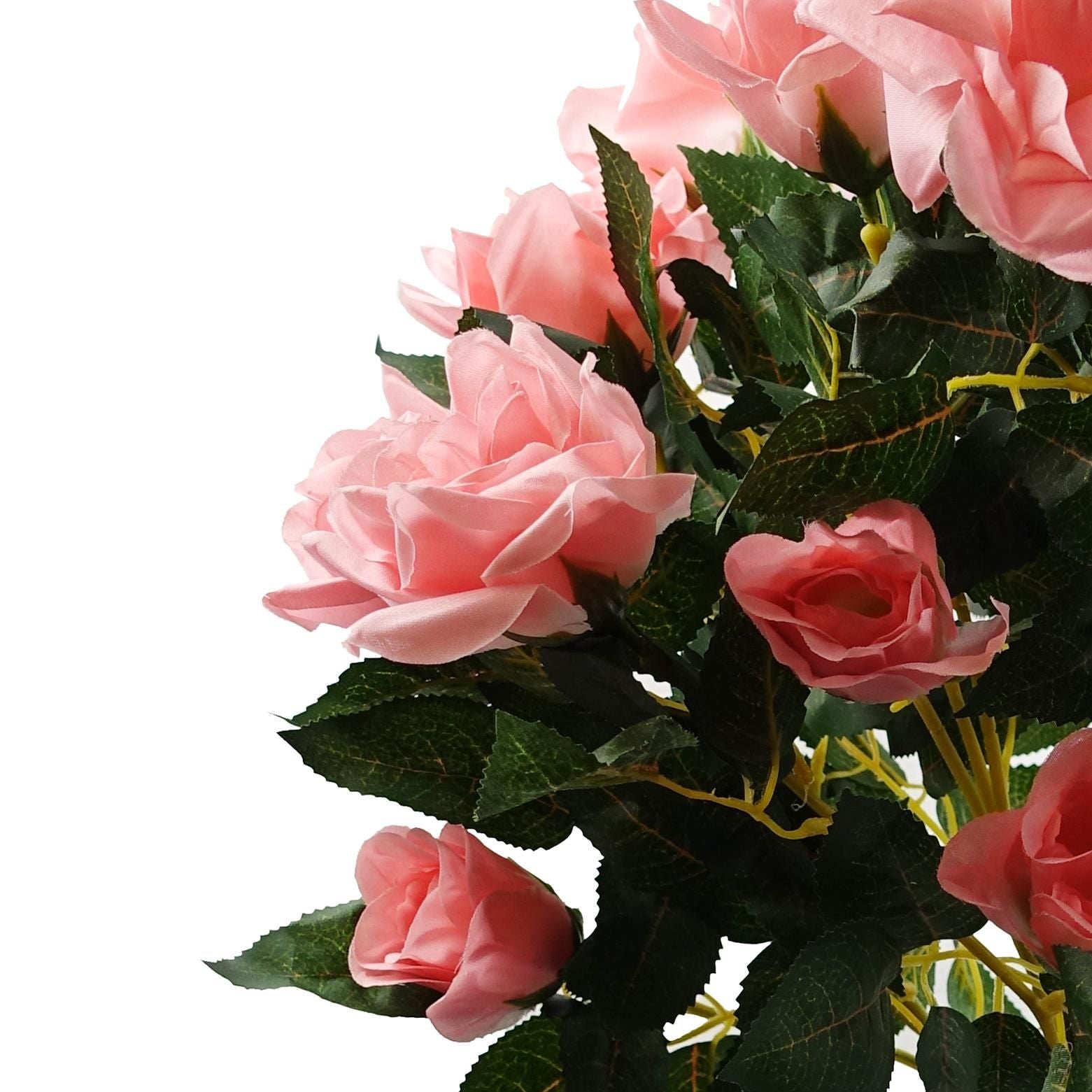 Leaf Artificial Pink Rose Tree 90cm with Twisted Trunk Detail, Weighted Pot, Wedding Decor