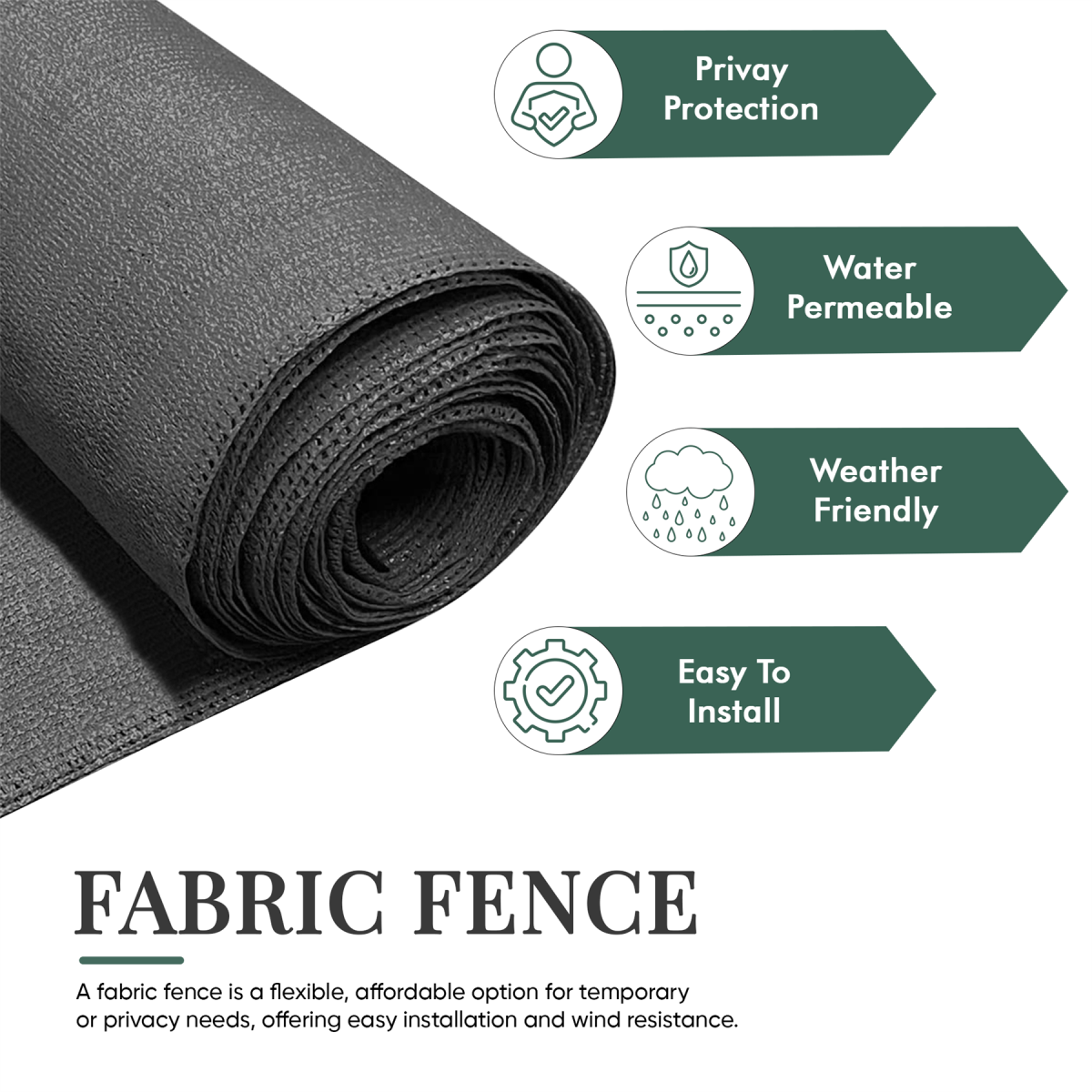 Anthracite HDPE Privacy Fence Screen, 90% Visibility Block, 1m x 10m