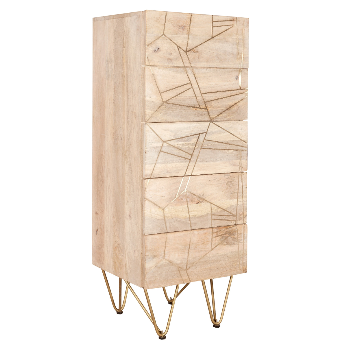 Light Gold Tall Chest Of Drawers