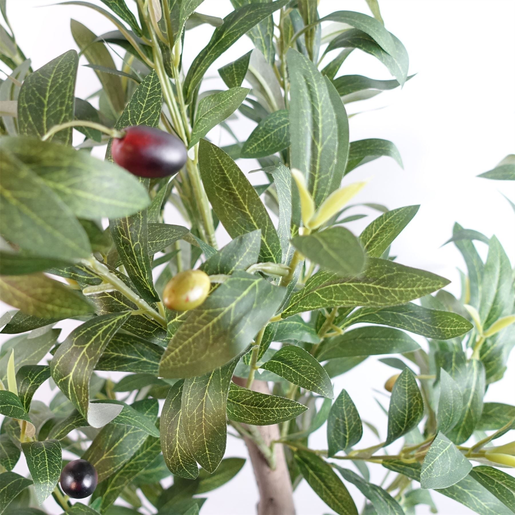 Leaf 180cm Artificial Olive Tree with Natural Trunk and Silk Foliage, Fully Potted