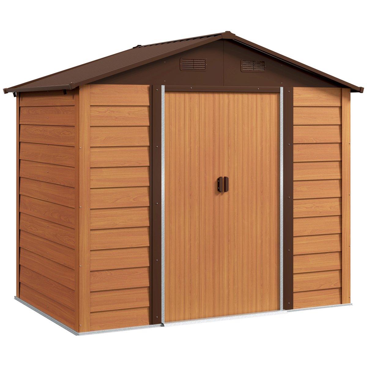 Outsunny 7.7x6.4ft Garden Shed, Sliding Door, Lockable, Wood Effect