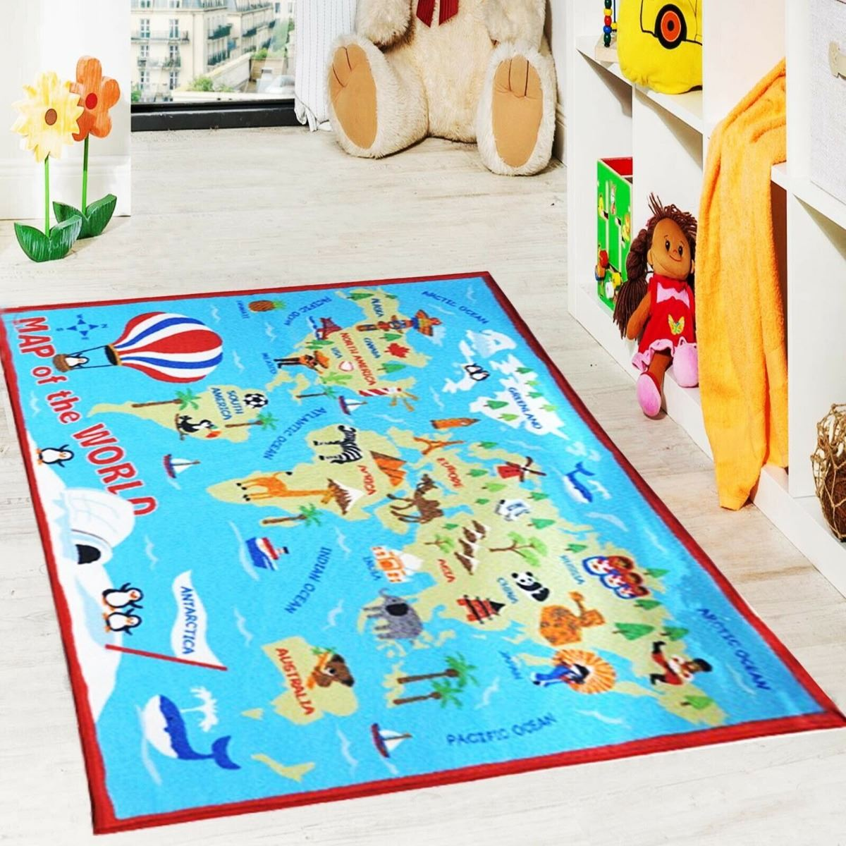 Kids World Map Rug 133 x 190
