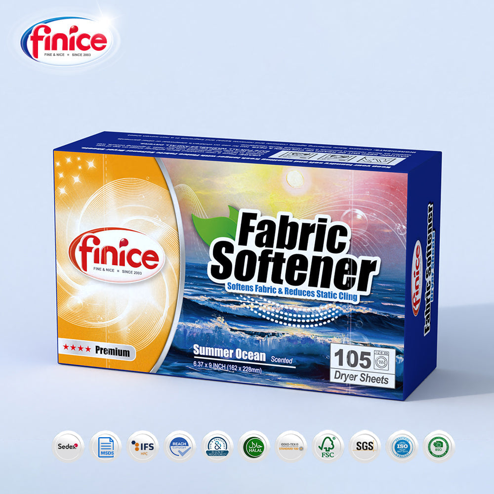 Finice Fabric Softener Dryer Sheets – Plant-Based, Anti-Static & Sensitive Skin Safe, 105 Sheets