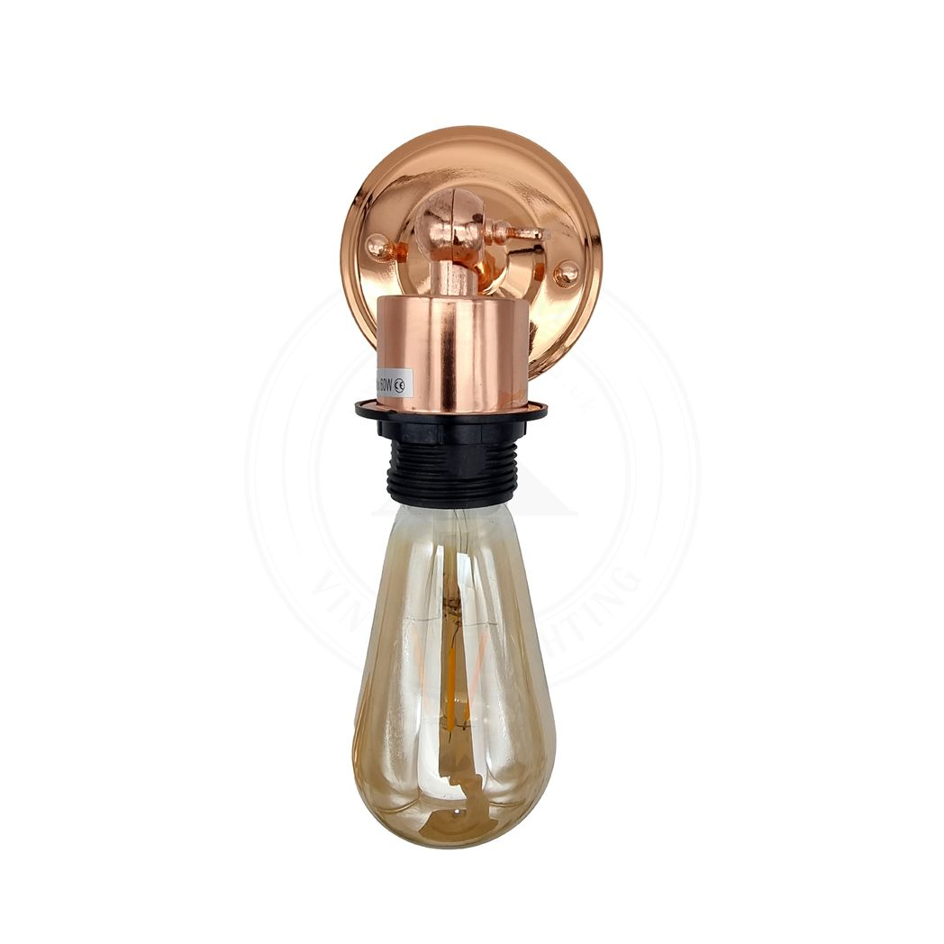 Vintage Rose Gold Retro Metal Wall Light, E27, Electroplated Finish