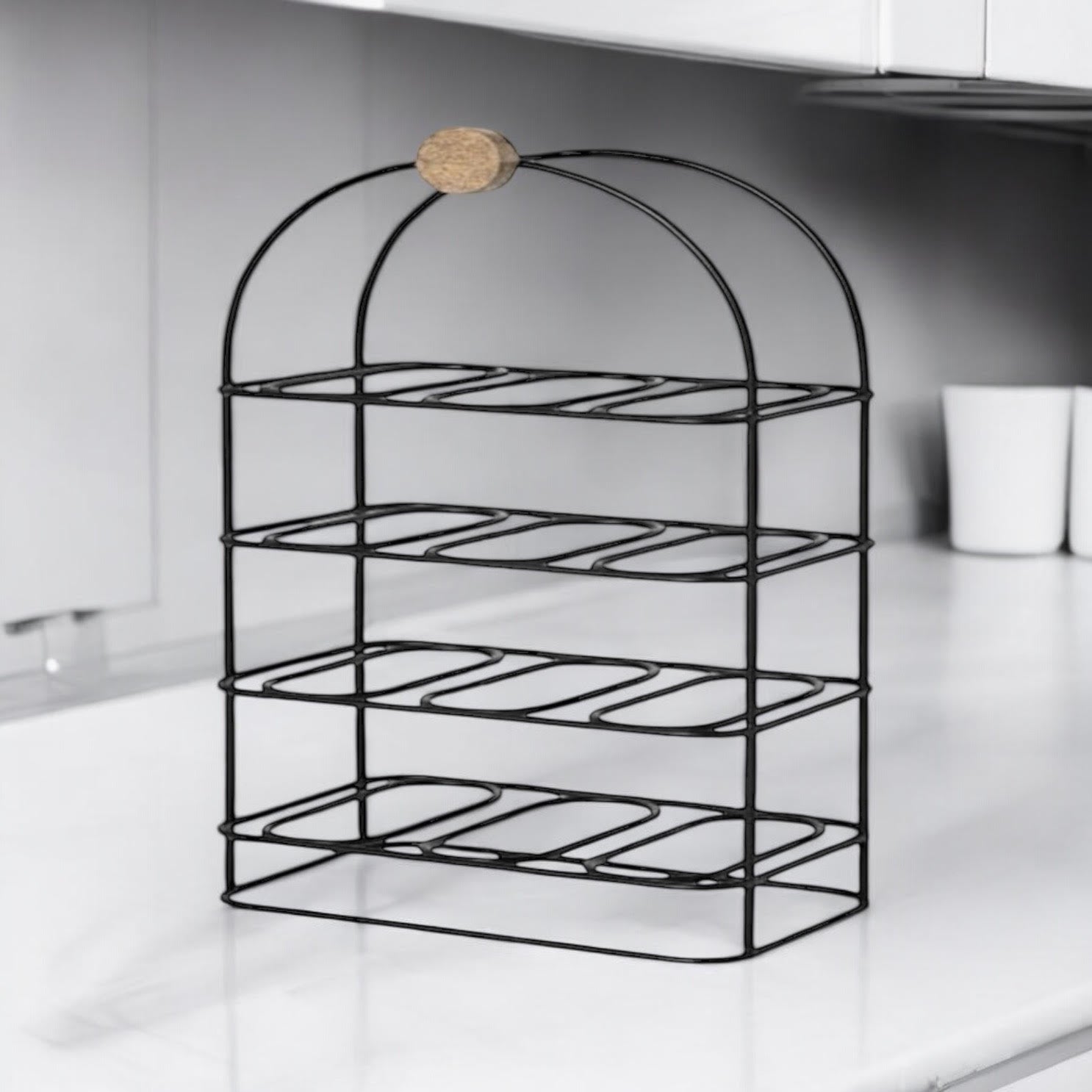 MSL 25 Inch Hand Cast Iron Effect 12 Bottle Wine Rack with Ornate Side Detail