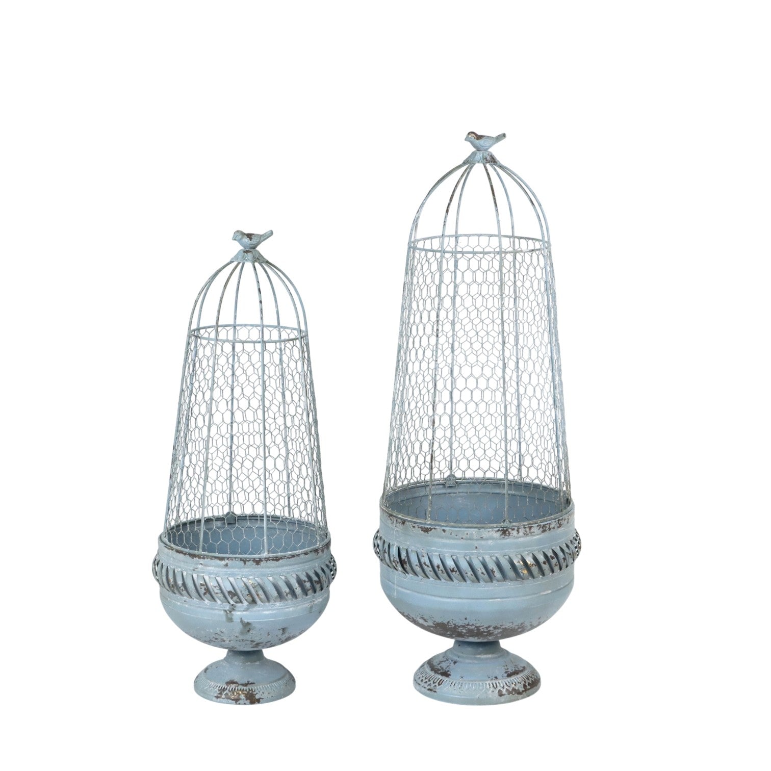 Cream Metal Set of 2 Decorative Plant Stands 83/70cm