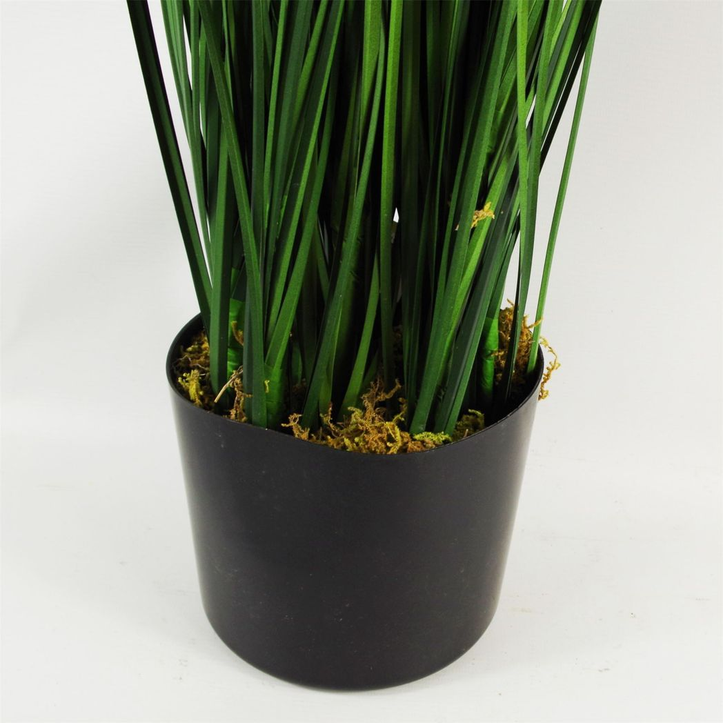Leaf Design UK 130cm Artificial Extra Large Grass Plant with Silver Metal Planter