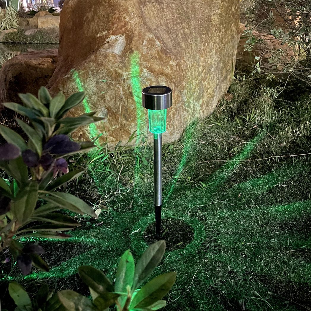 Vinsani 10 Pack Colour Changing Stainless Steel Solar Powered Stick Post LED Lights for Garden Borders, Paths, Driveways and Entrances, Water Resistant