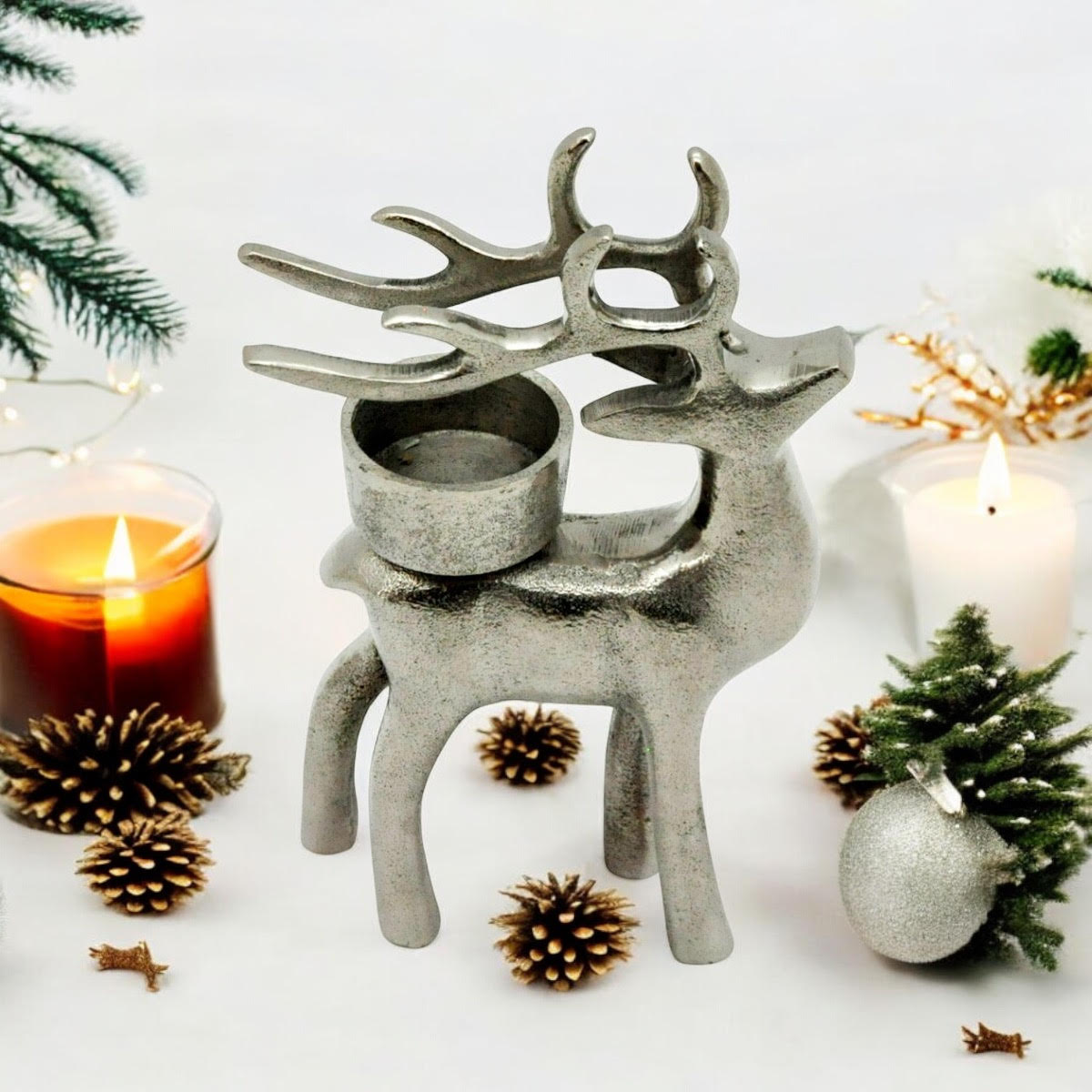 MSL 12.5cm Reindeer Candle Holder for Table Use