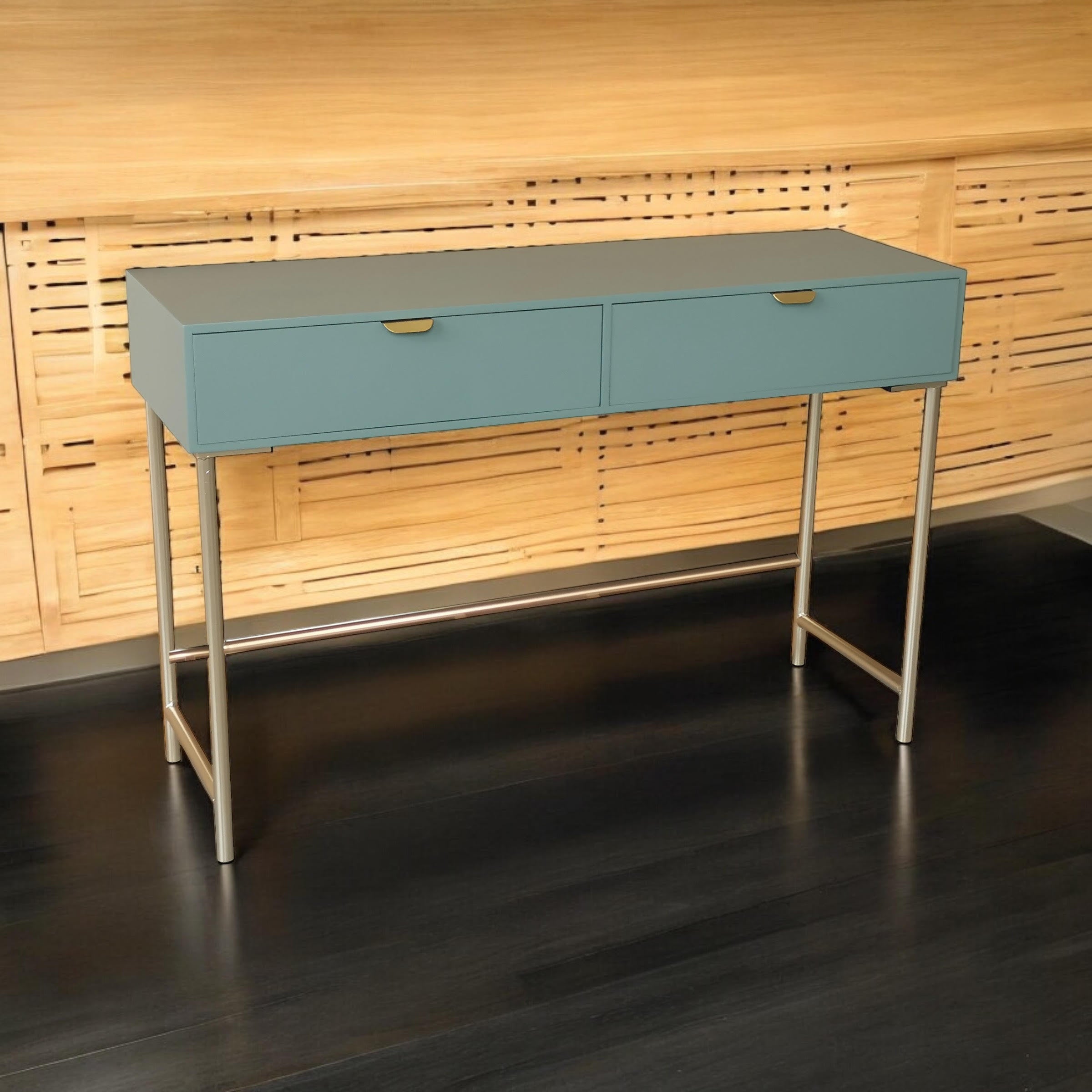 120CM Green Wooden 3 Drawer Chest of Drawers with Scalloped Edge Design
