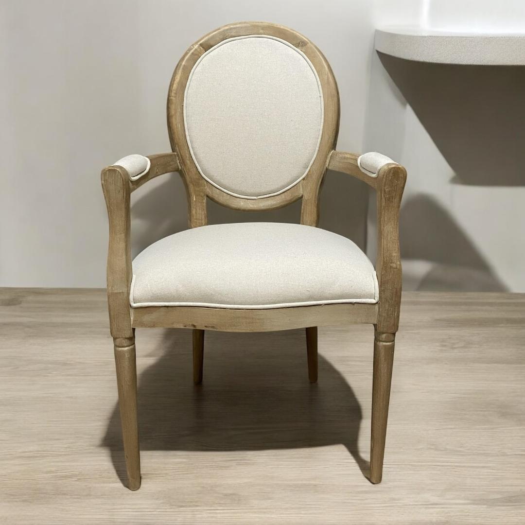 MSL 94cm Linen Fabric Louis Dining Chair with Stud Detail
