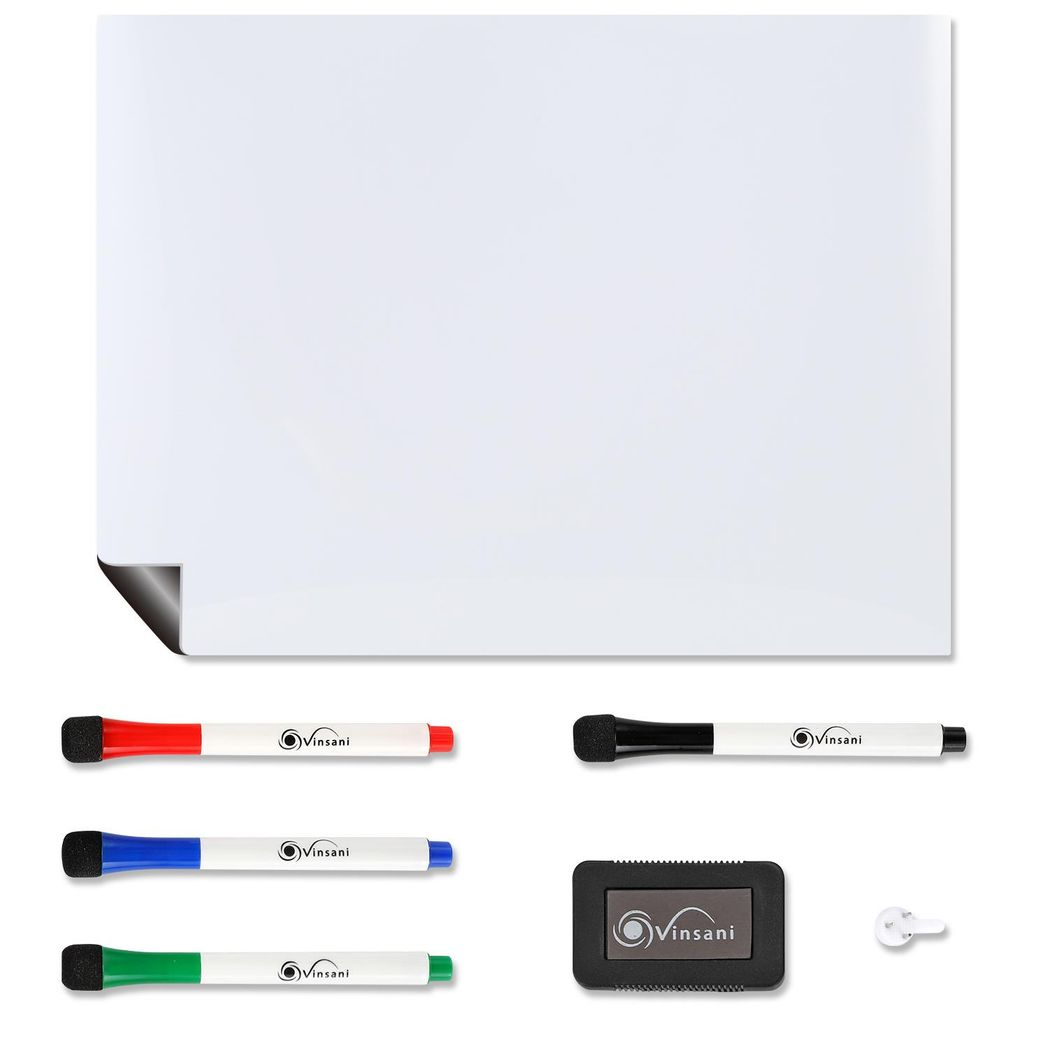 Vinsani 45x60cm Magnetic Whiteboard Set with 4 Markers & Eraser