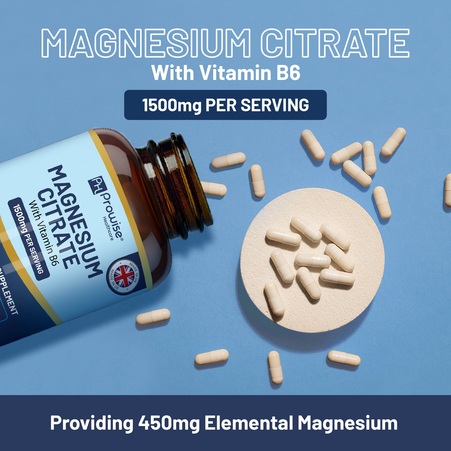 Magnesium Citrate 1500mg Capsules with Vitamin B6 - Prowise Healthcare
