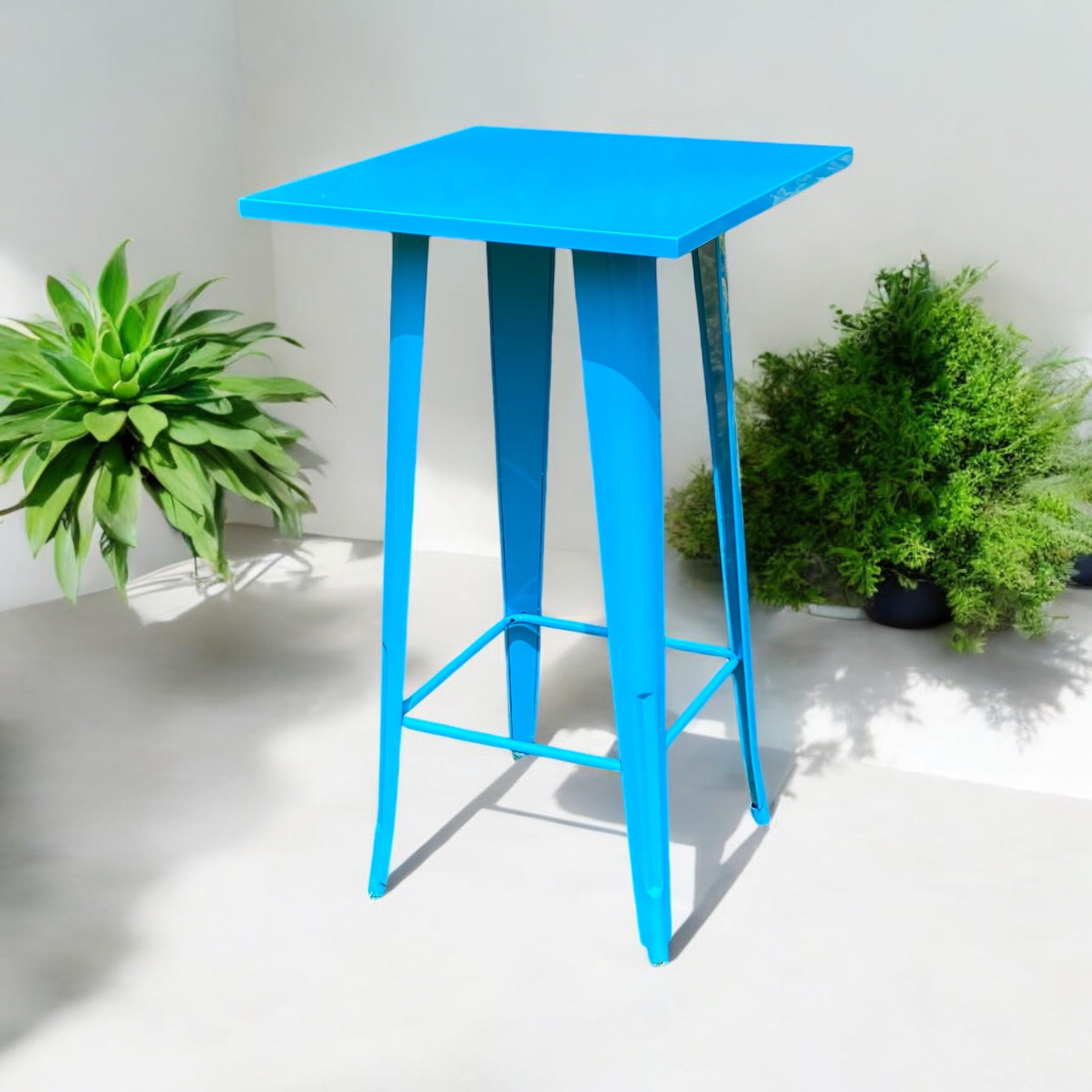 MSL Blue Metal Outdoor Bar Table 60 x 60 x 115 cm