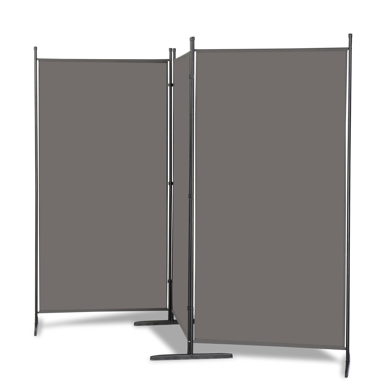 6FT Foldable Privacy Room Divider Screen, 130g Polyester Fabric, Carbon Steel Frame, Gray