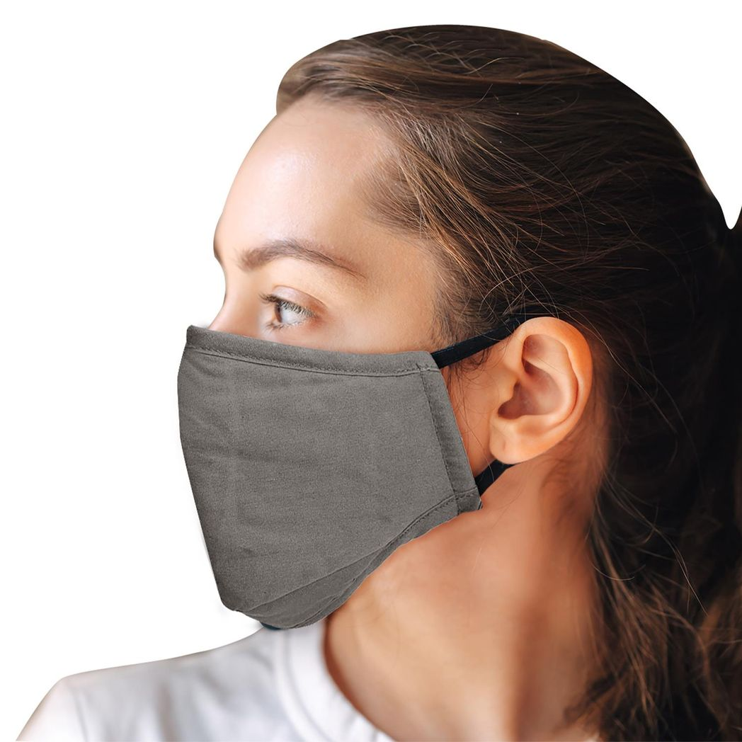 Cotton Mask- Three Layer With Filter Pocket - Adults - Grey