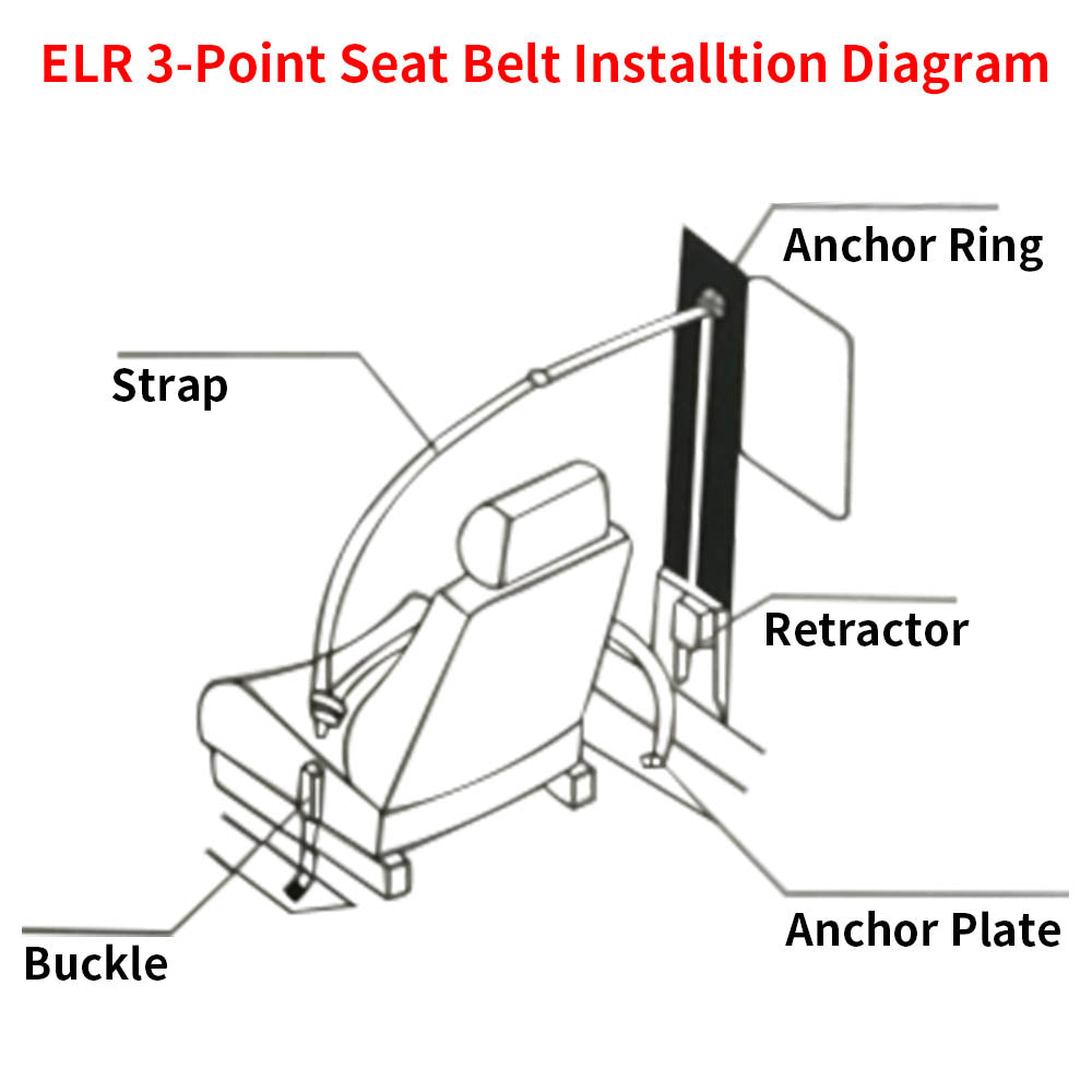 Retractable Adjustable Shoulder Seat Belt Universal 3 Point Safety Belts
