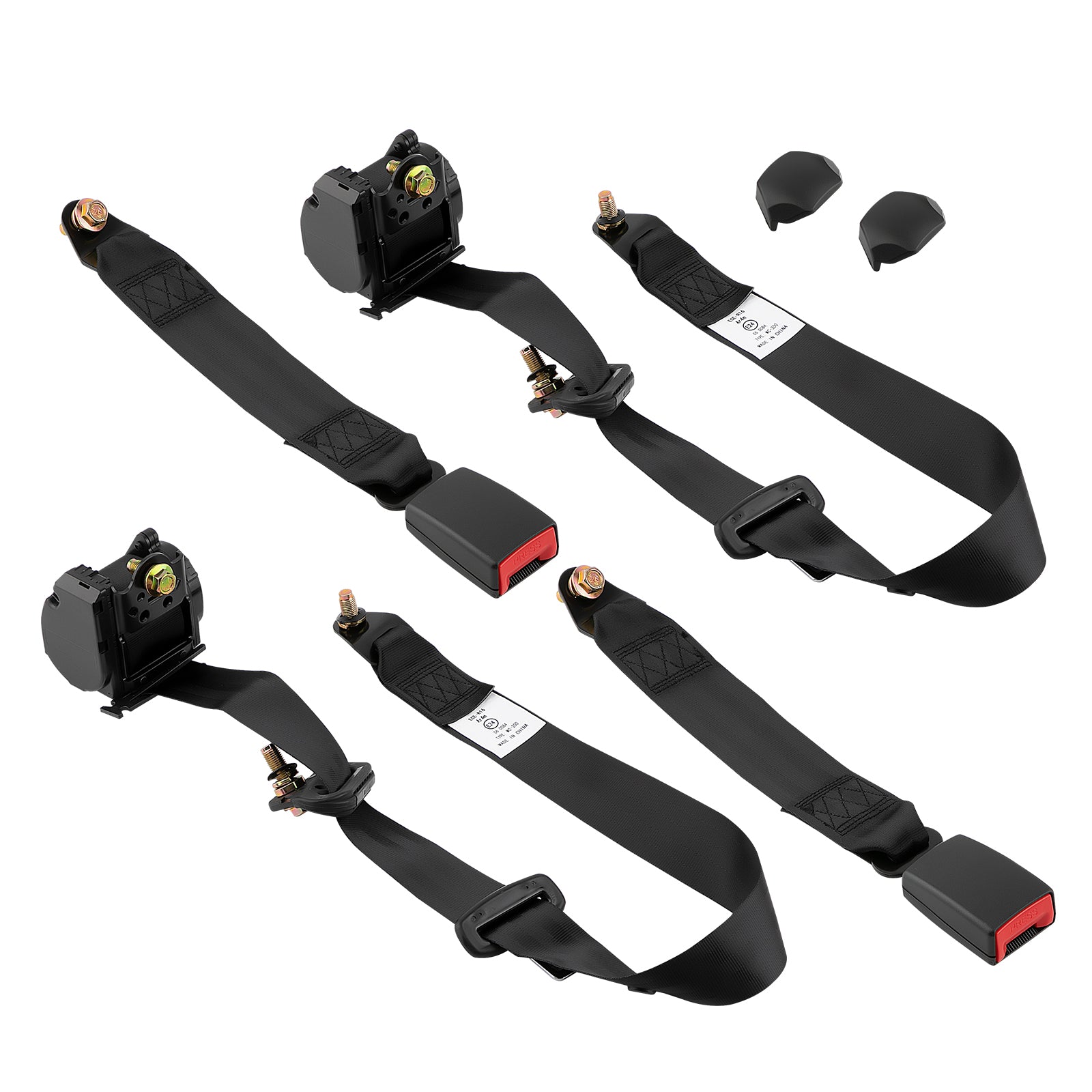 Pair Universal Retractable Adjustable 3-Point Safety Seat Belts