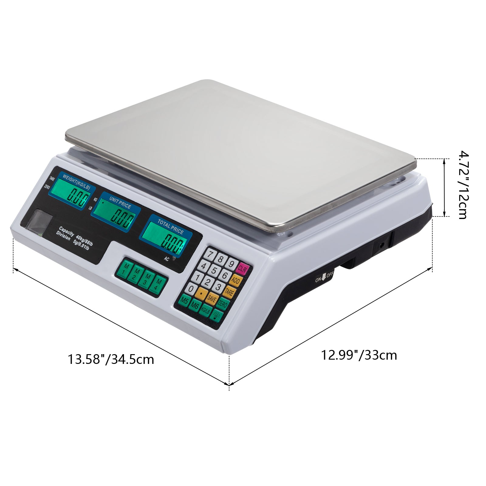 【Old code:42353336】ACS-30 40kg/5g Digital Price Computing Scale for Vegetable UK Plug Silver & White