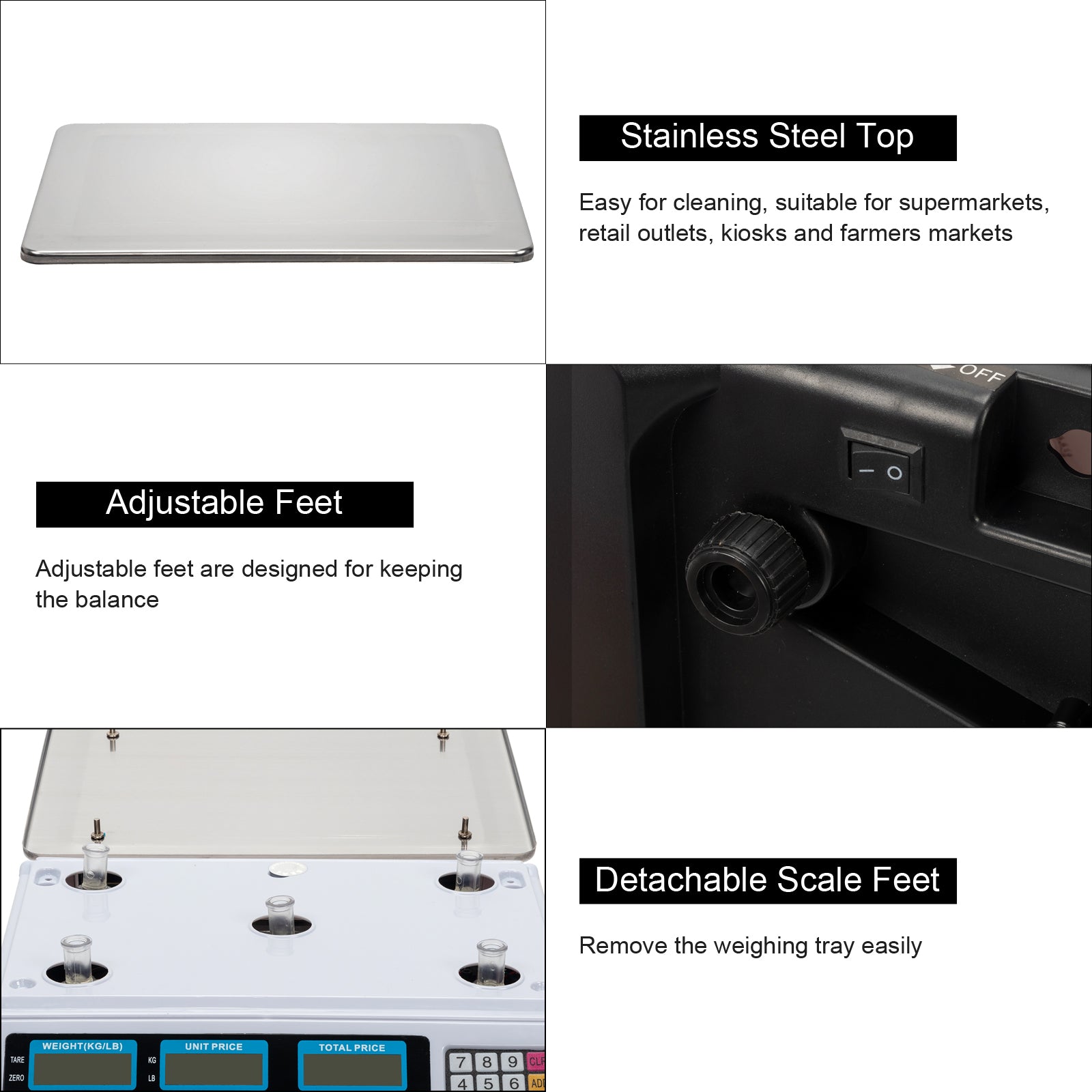 【Old code:42353336】ACS-30 40kg/5g Digital Price Computing Scale for Vegetable UK Plug Silver & White