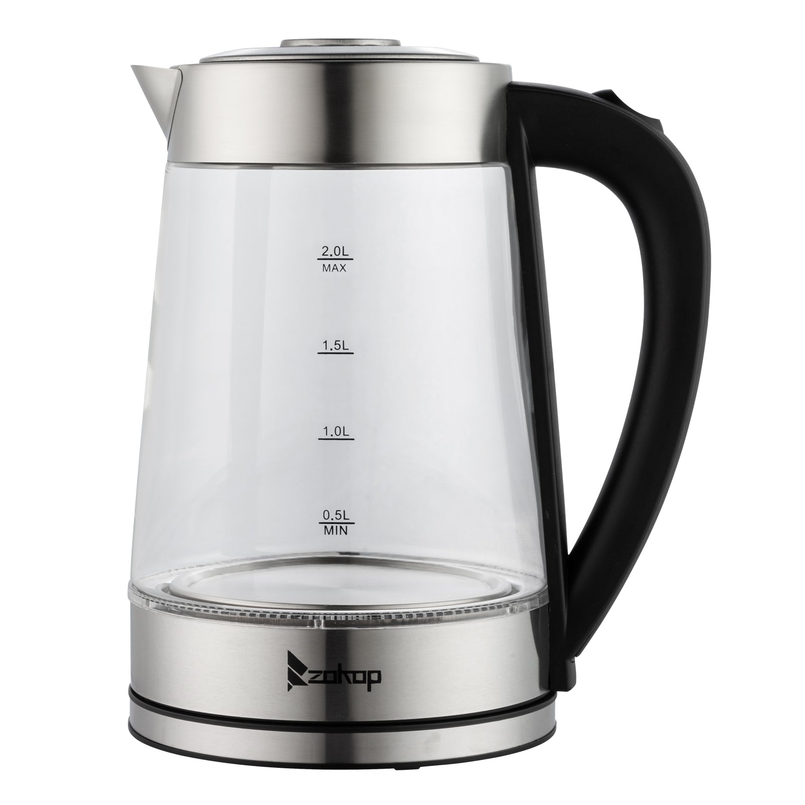 ZOKOP HD-250 2L Blue Glass Electric Kettle 220V 2000W with LED Light, Auto Shut-Off and Boil-Dry Protection