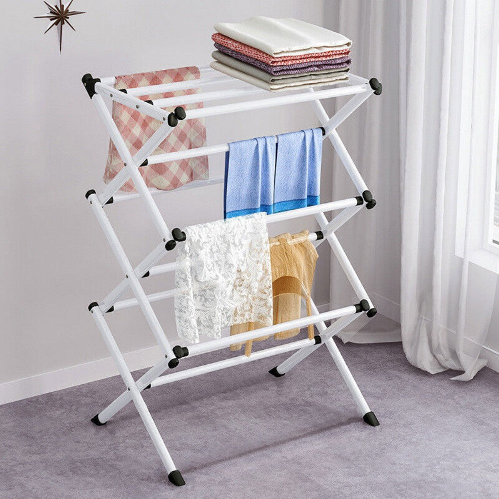 3-Tier PP Clothes Airer Drying Rack for Indoor and Outdoor Use