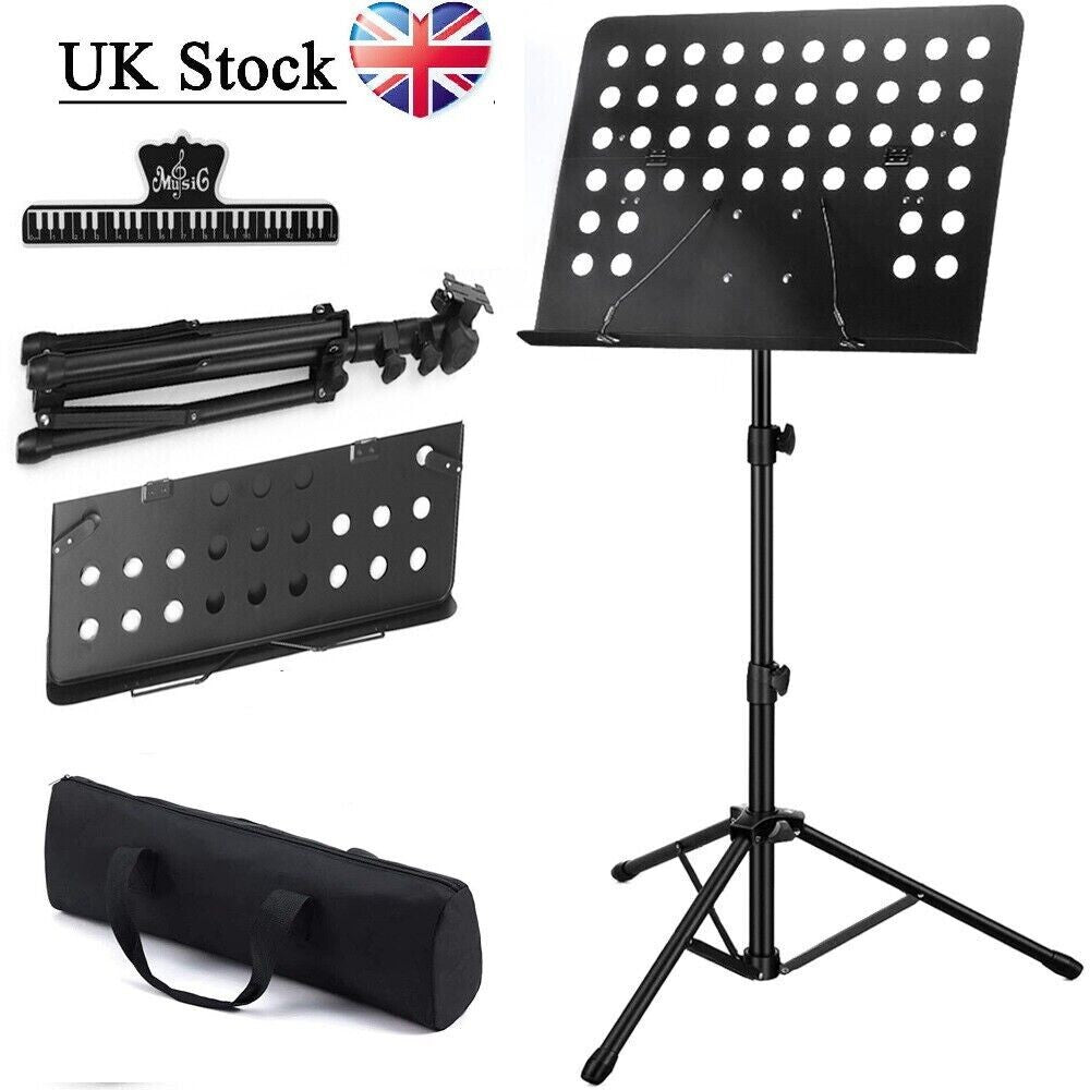 Heavy Duty Foldable Adjustable Sheet Music Stand with Tripod Base and Page Retainers
