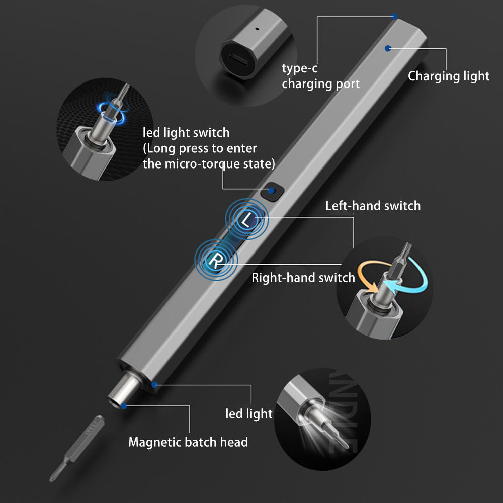 Electric Screwdriver Mini with Built-In LEDs, Magnetic Tools, and Portable Compact Design