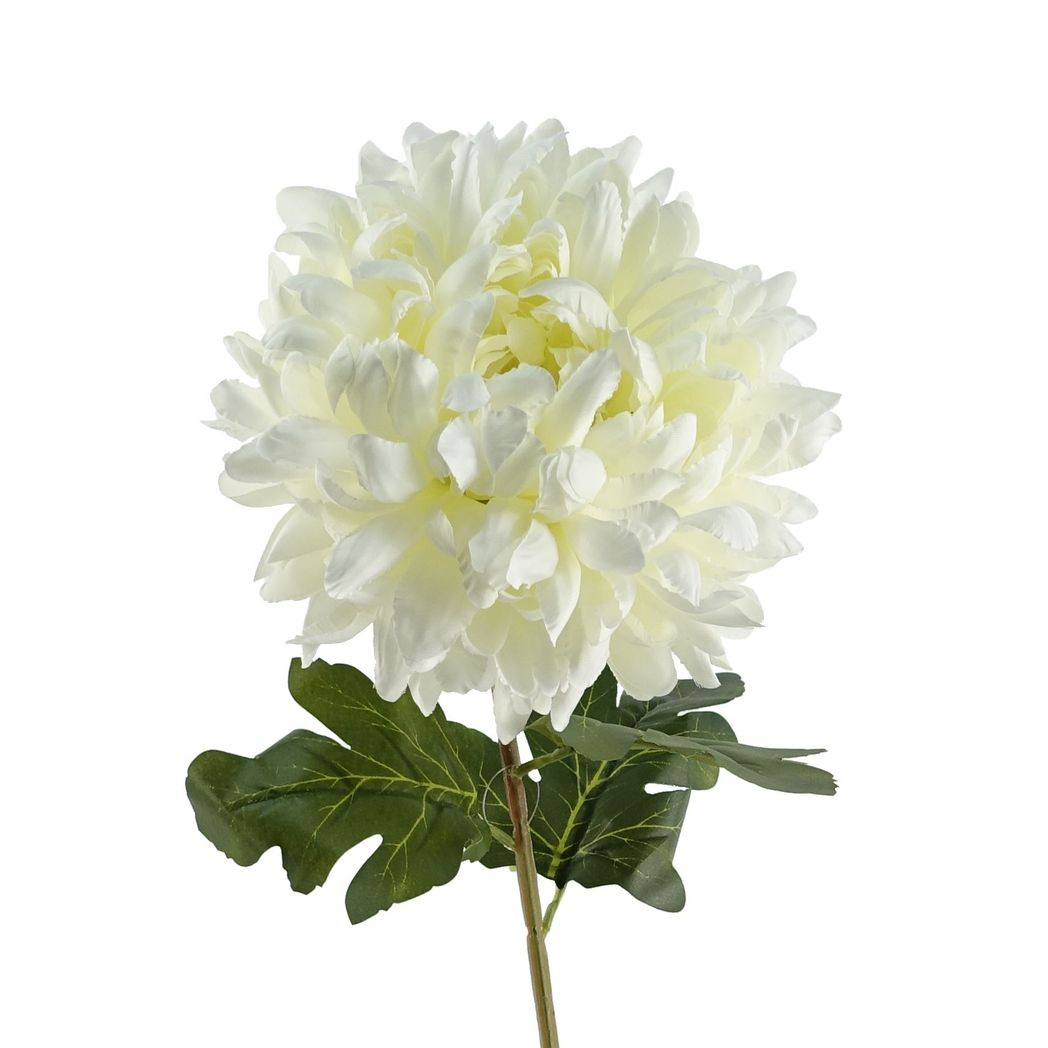 Leaf Pack of 6 Extra Large White Reflex Chrysanthemum Silk Flowers 75cm