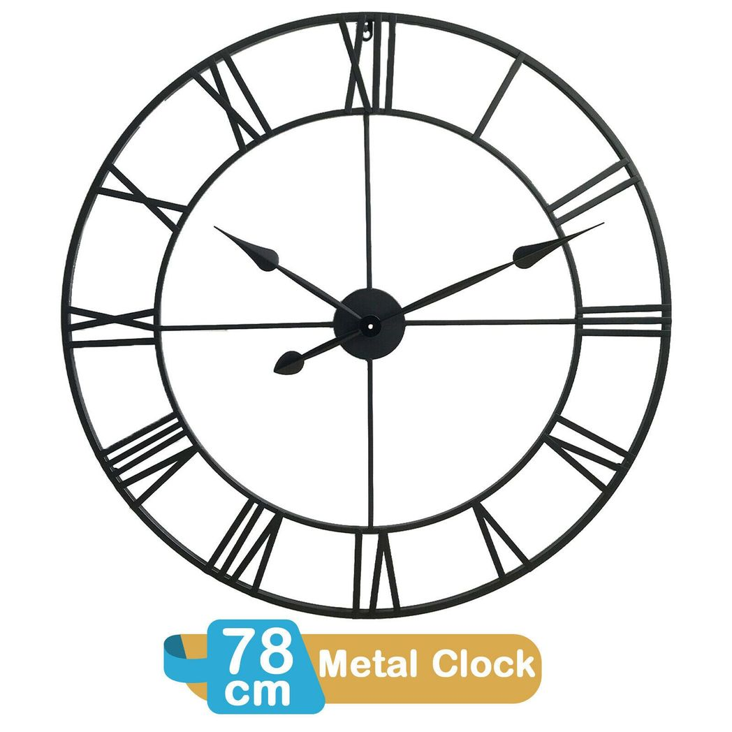 78cm Roman Metal Wall Clock with Open Back Design