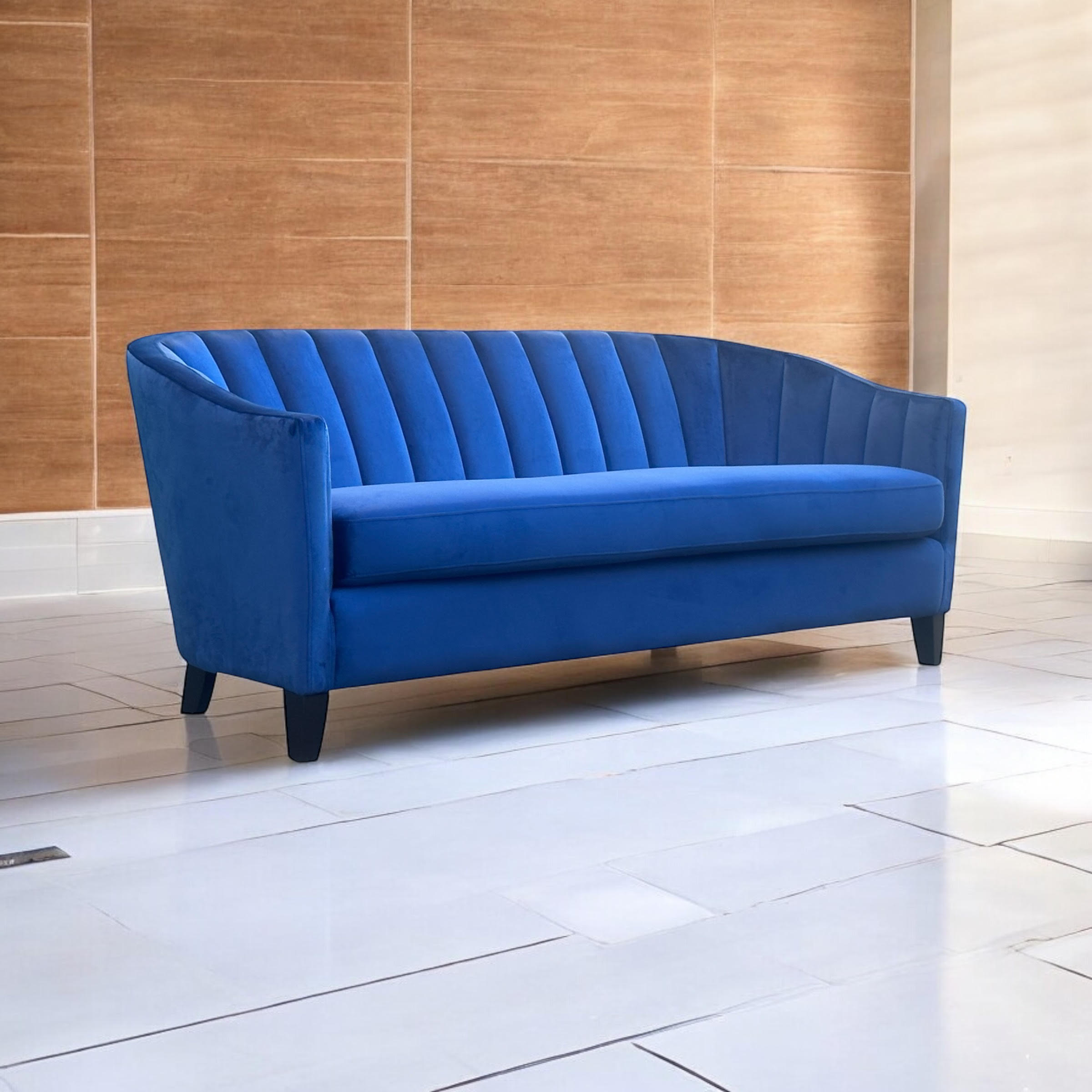 MSL 189cm 3 Seater Blue Velvet Sofa