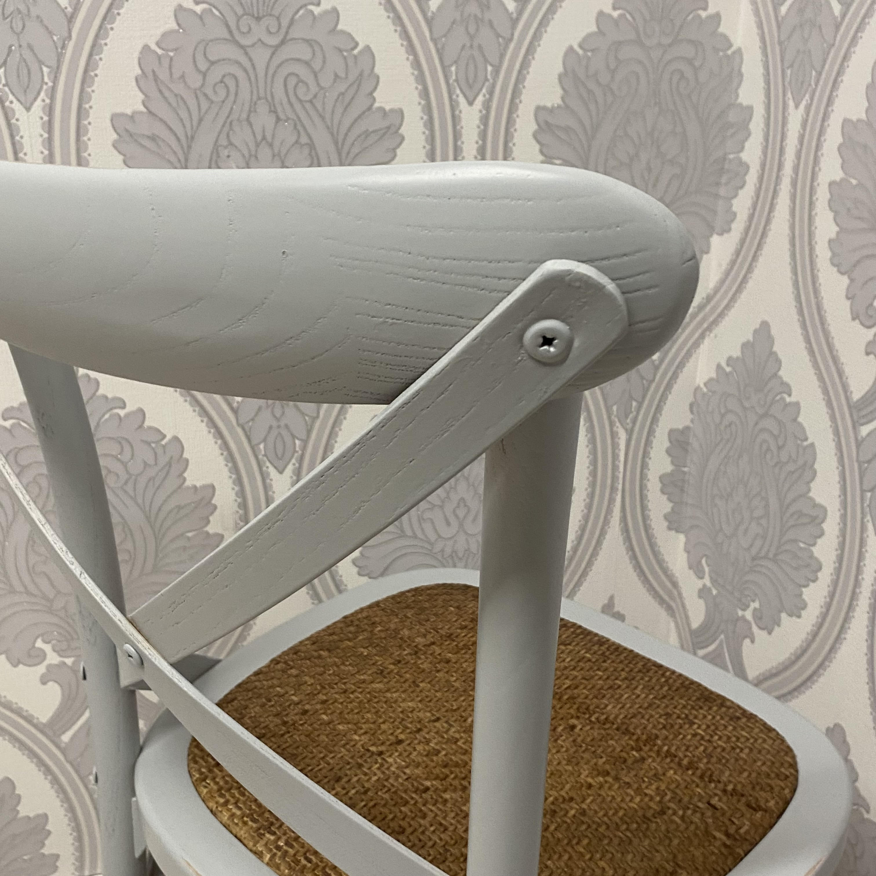 Natural French Cross Back Dining Chair, Stackable, Elm Wood, 46 x 49 x 88 cm