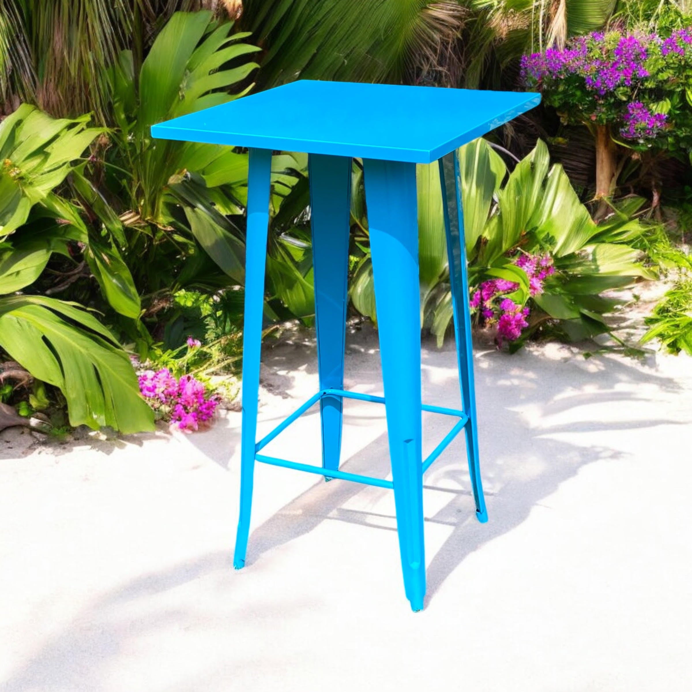MSL Blue Metal Outdoor Bar Table 60 x 60 x 115 cm
