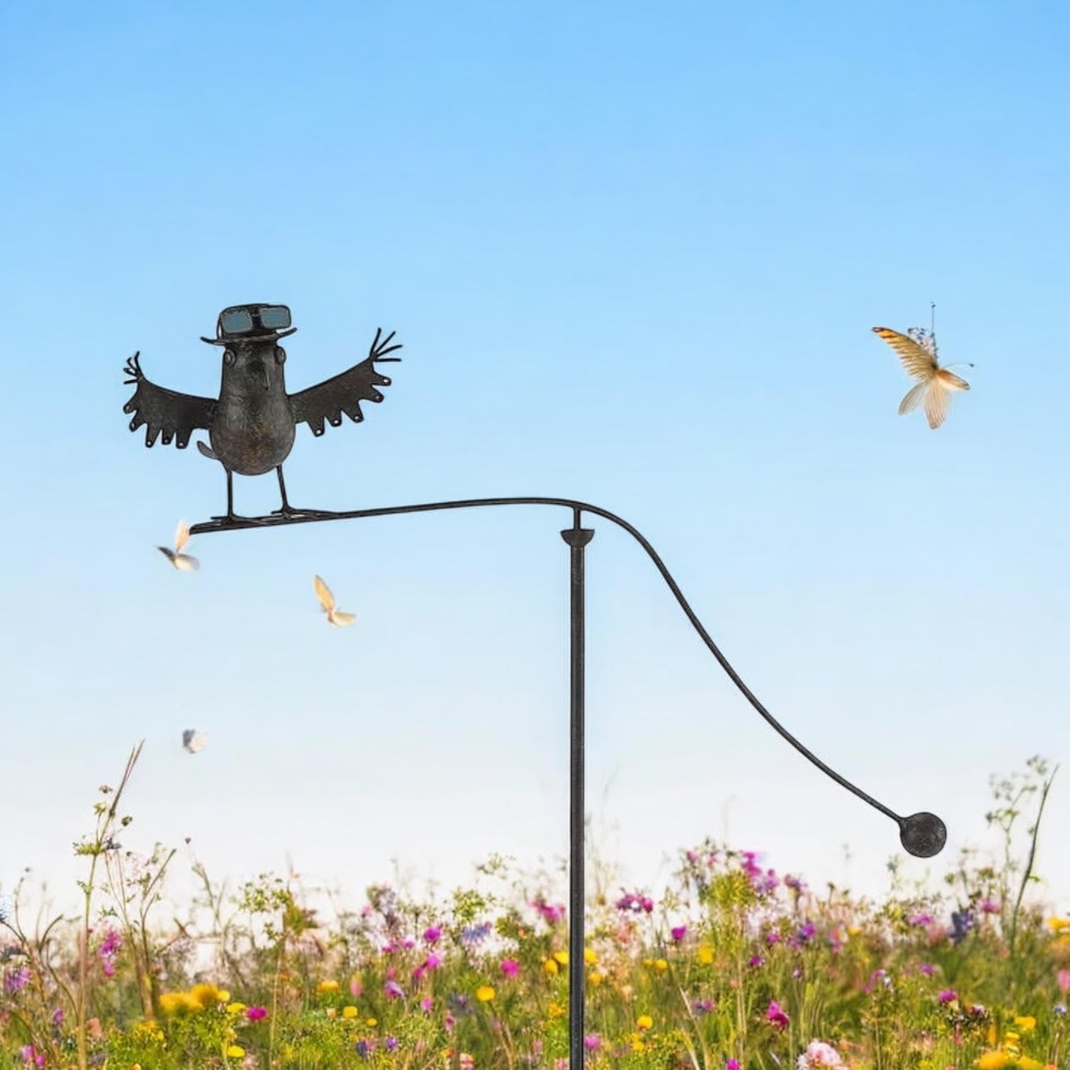 MSL 55" Metal Bird Garden Stake, Hand Finished, for Garden, Potted Plants, Flower Beds, and Lawns