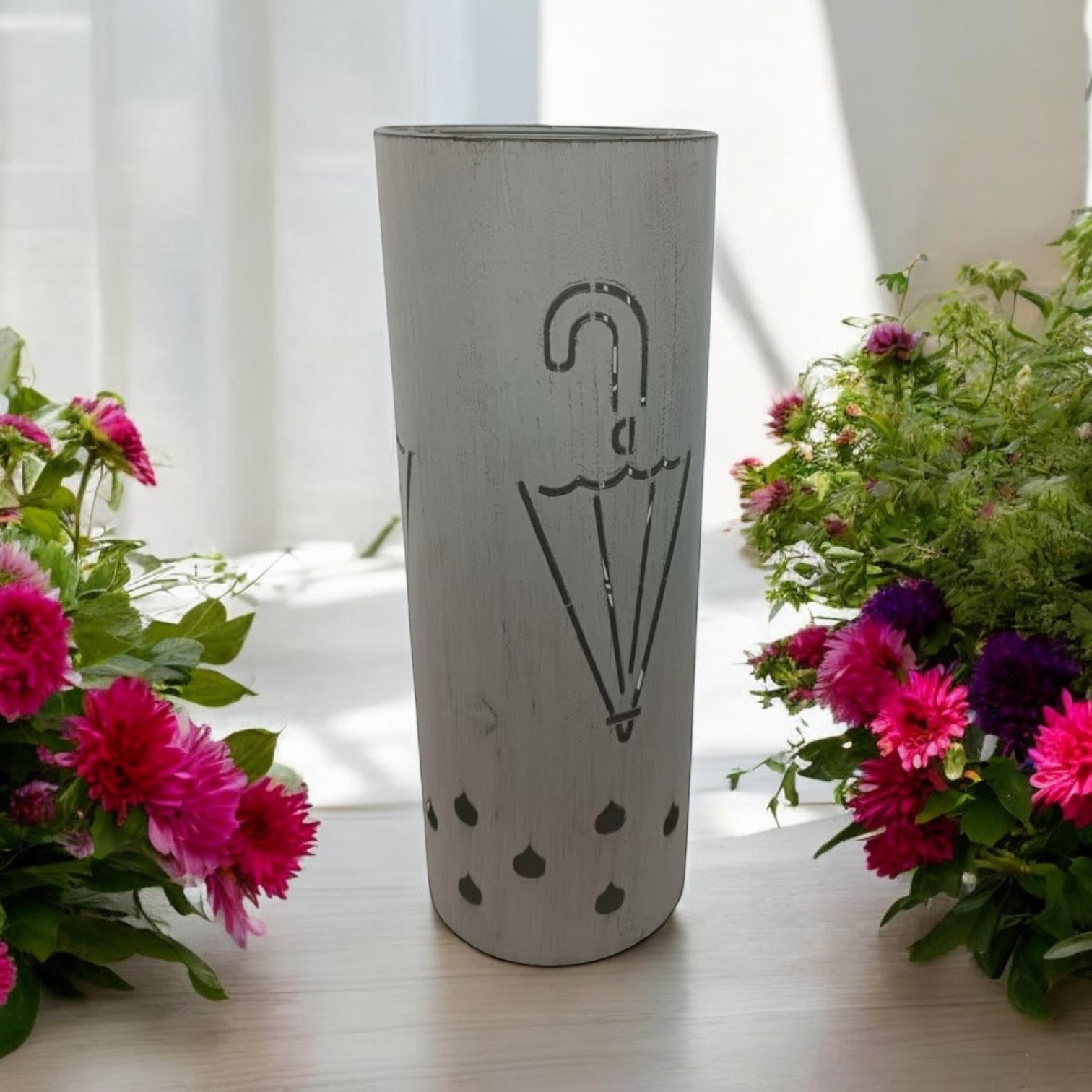 MSL 49cm Cream Metal Umbrella Stand for Hallway or Home