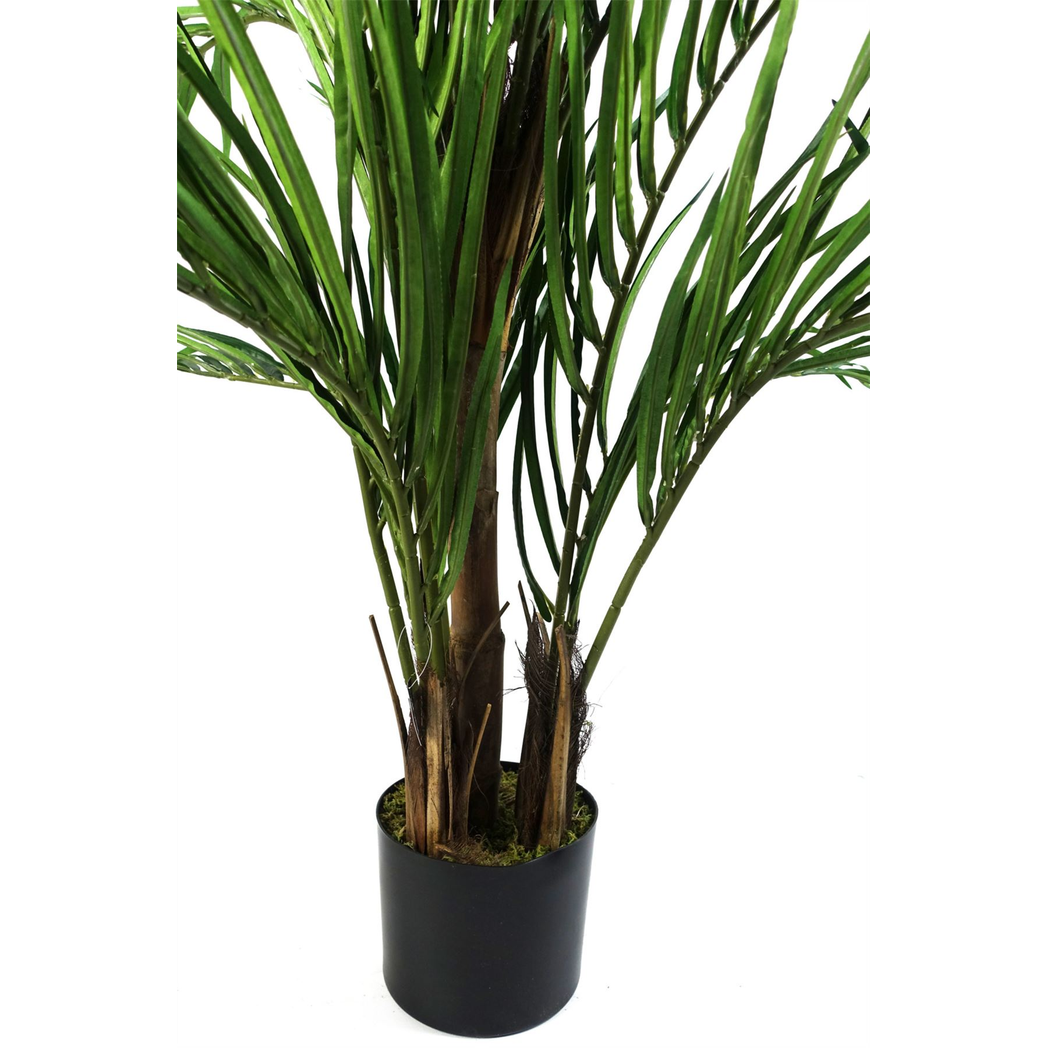 Leaf 130cm Artificial Areca Palm Tree with Silk Leaves, Wired Branches and Weighted Black Pot