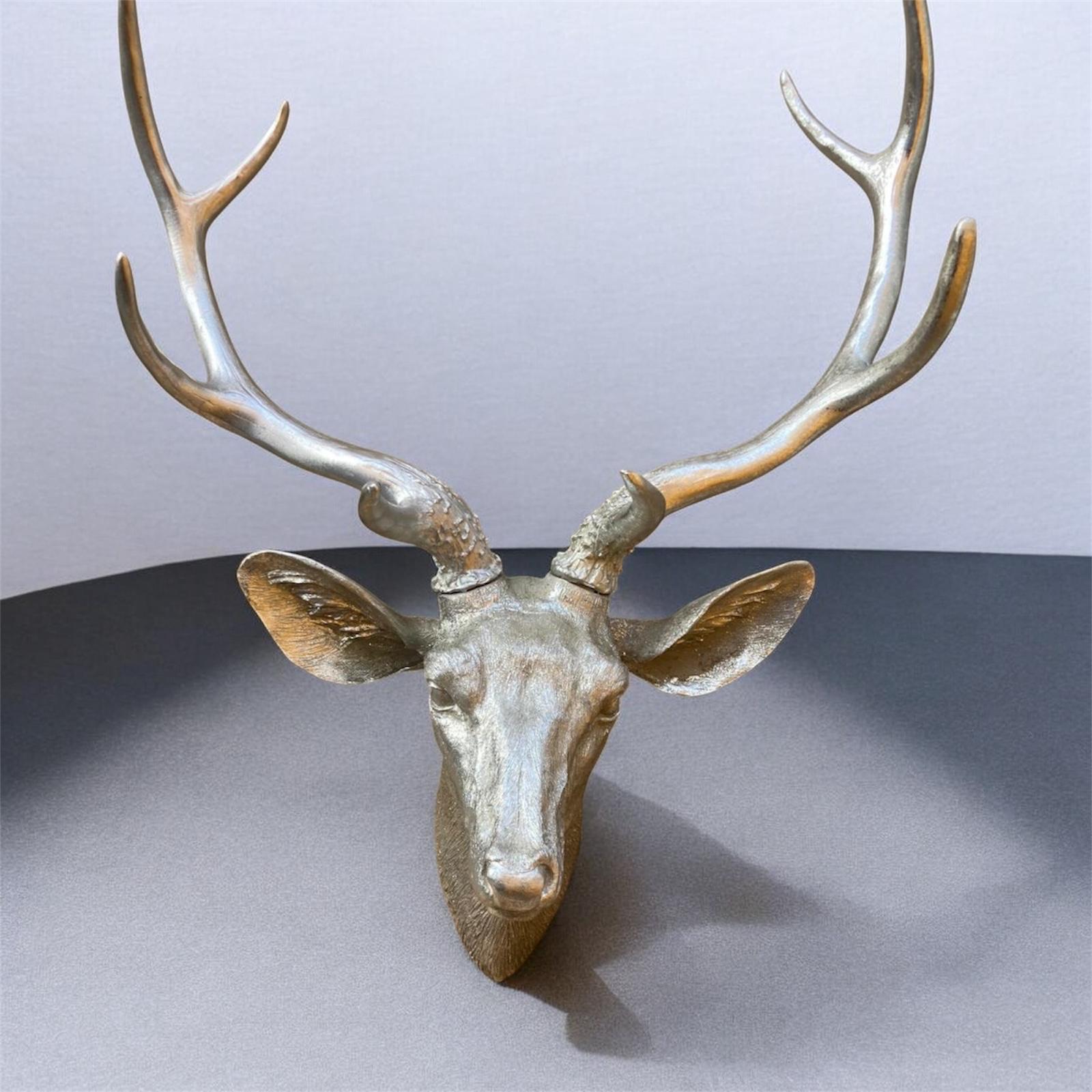 51CM Silver Stag Deer Head Wall Decoration Statement Piece