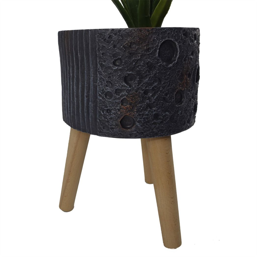 Leaf Large Lunar Black Planter 35cm x 24cm