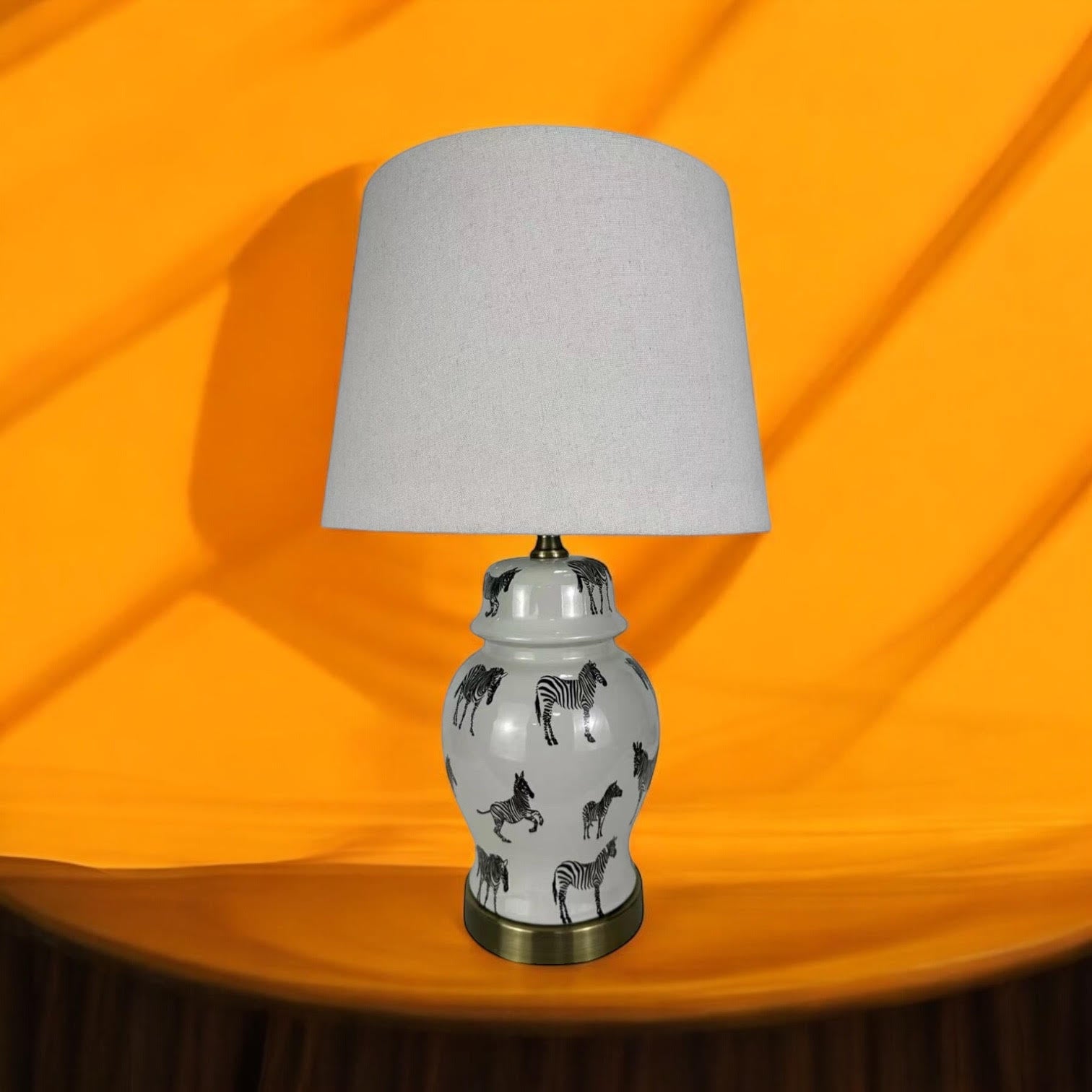MSL 41cm Traditional Ceramic Table Lamp Base and Shade with Inline Rocker Switch, Double Insulated