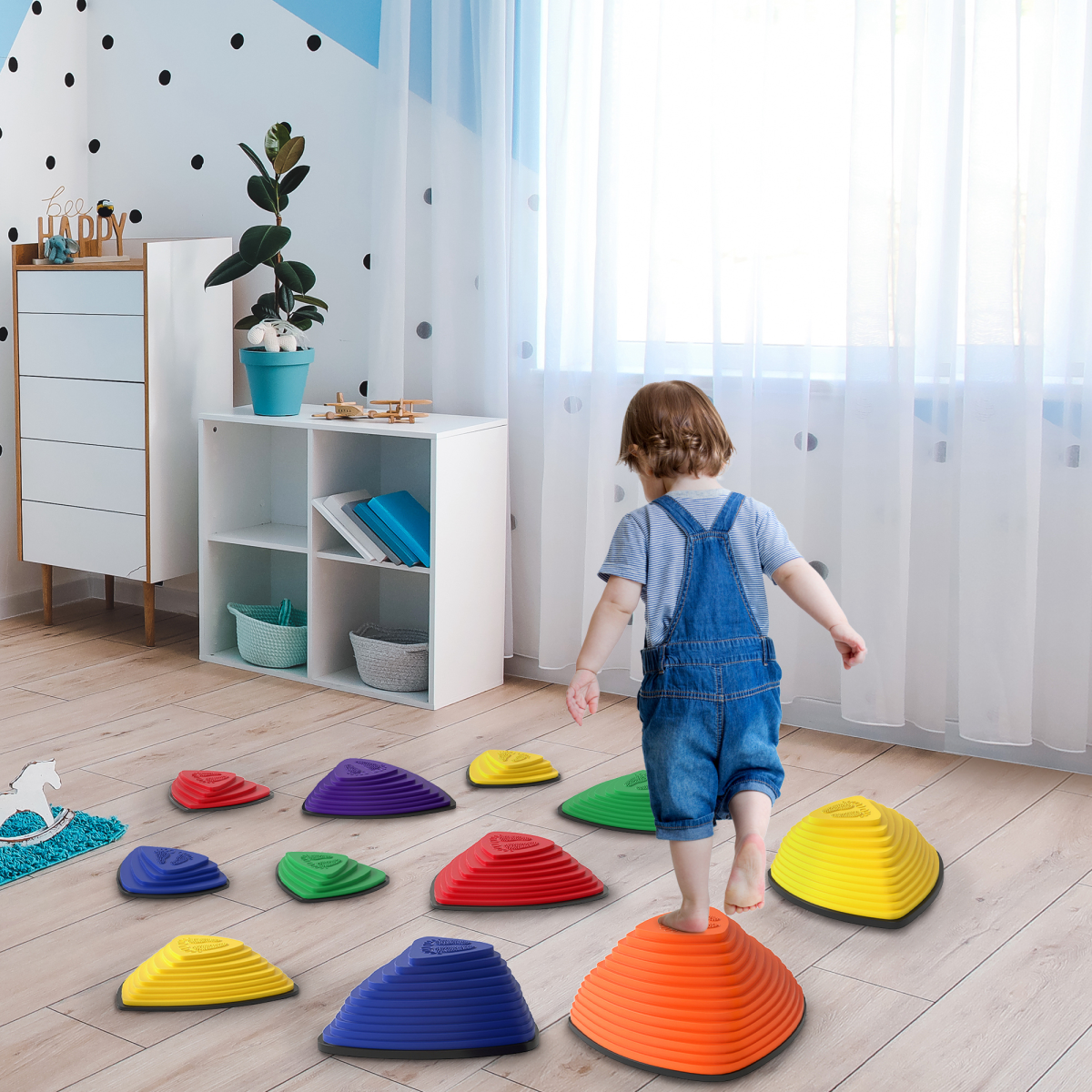 AIYAPLAY 11-Piece Non-Slip Stepping Stones for Kids Balance Training