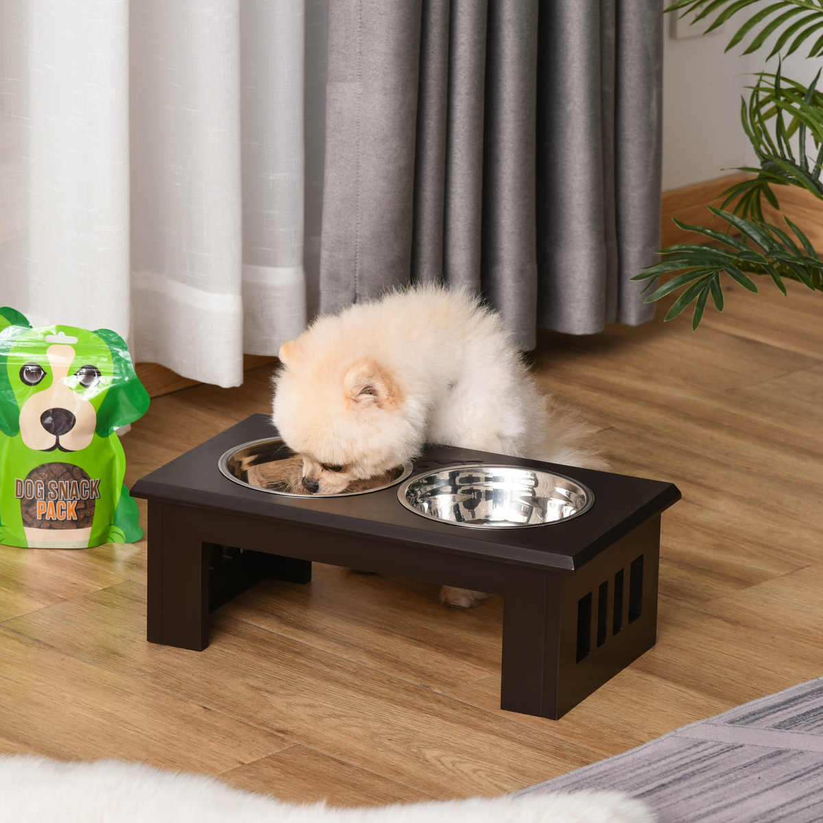 Raised Dog Bowls Elevated Double Stainless Steel Pet Feeder