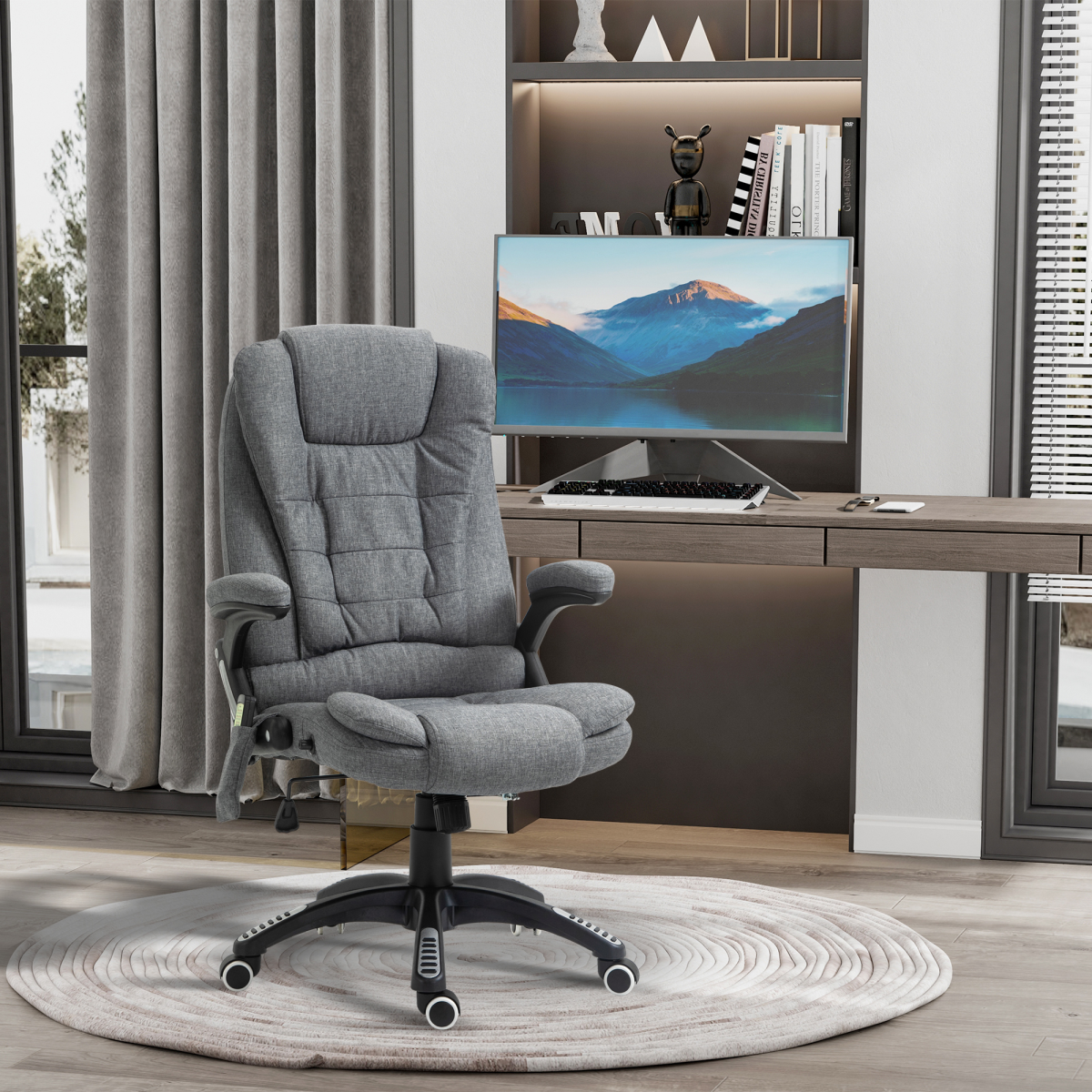 Executive Reclining Office Chair with Heating Massage, Grey