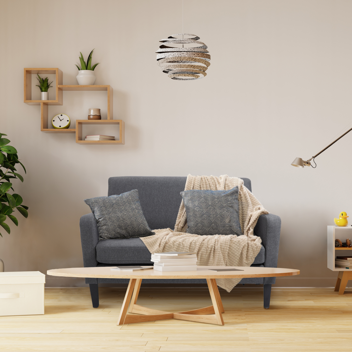 HOMCOM Grey Linen-Look 2-Seater Loveseat with Curved Arms, Slanted Back, Thick Cushion, Wood Legs