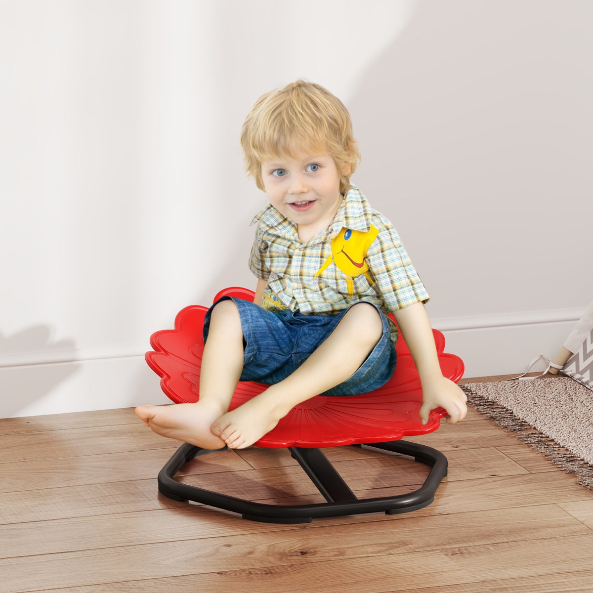 AIYAPLAY Kids 360° Swivel Sensory Spinning Chair, Red
