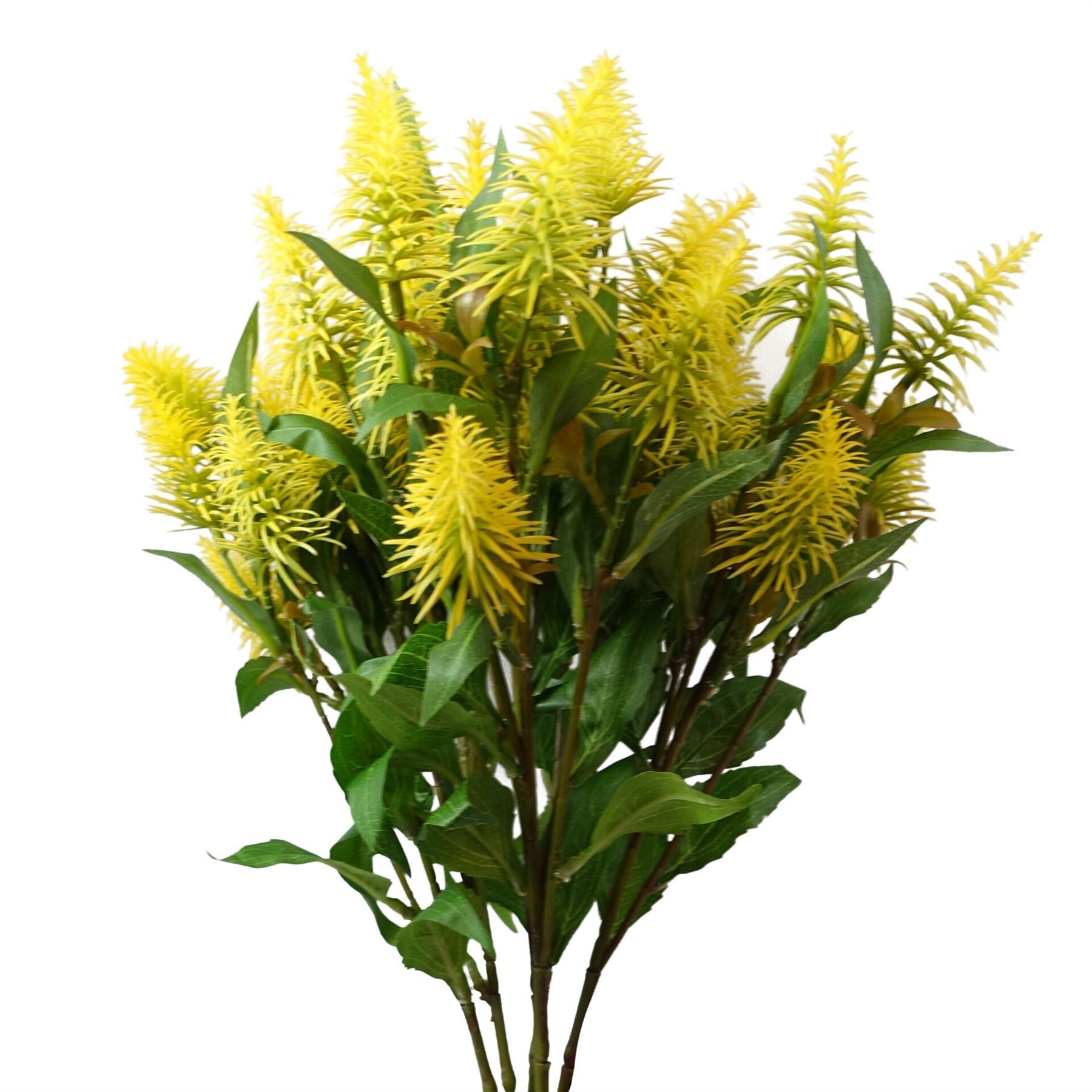 Leaf 55cm Callistemon Pallidus Yellow Bottle Brush Stem with Silk Leaves and Wired Shapable Stem