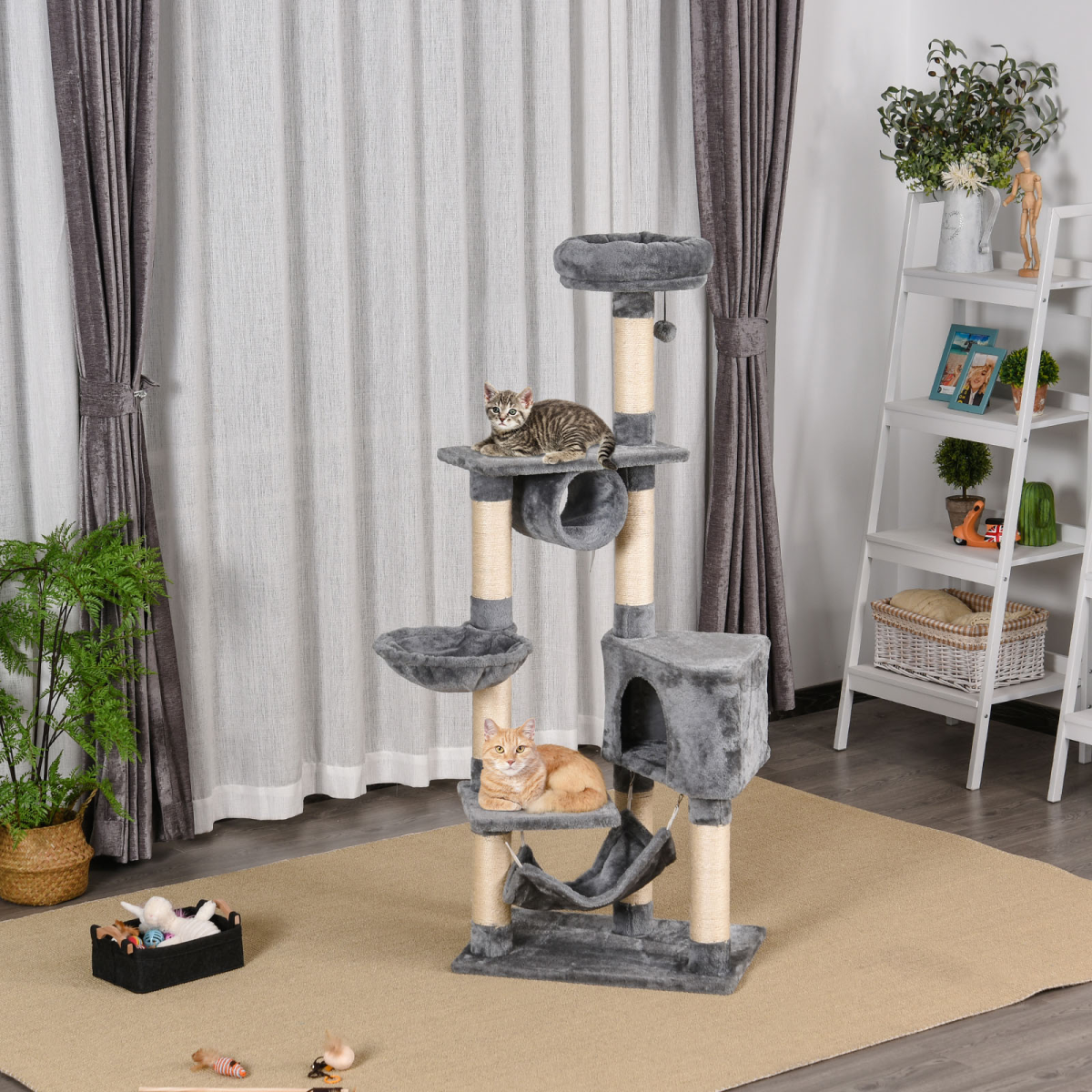 Multi-Level Cat Tree Tower with Scratching Posts and Condo House