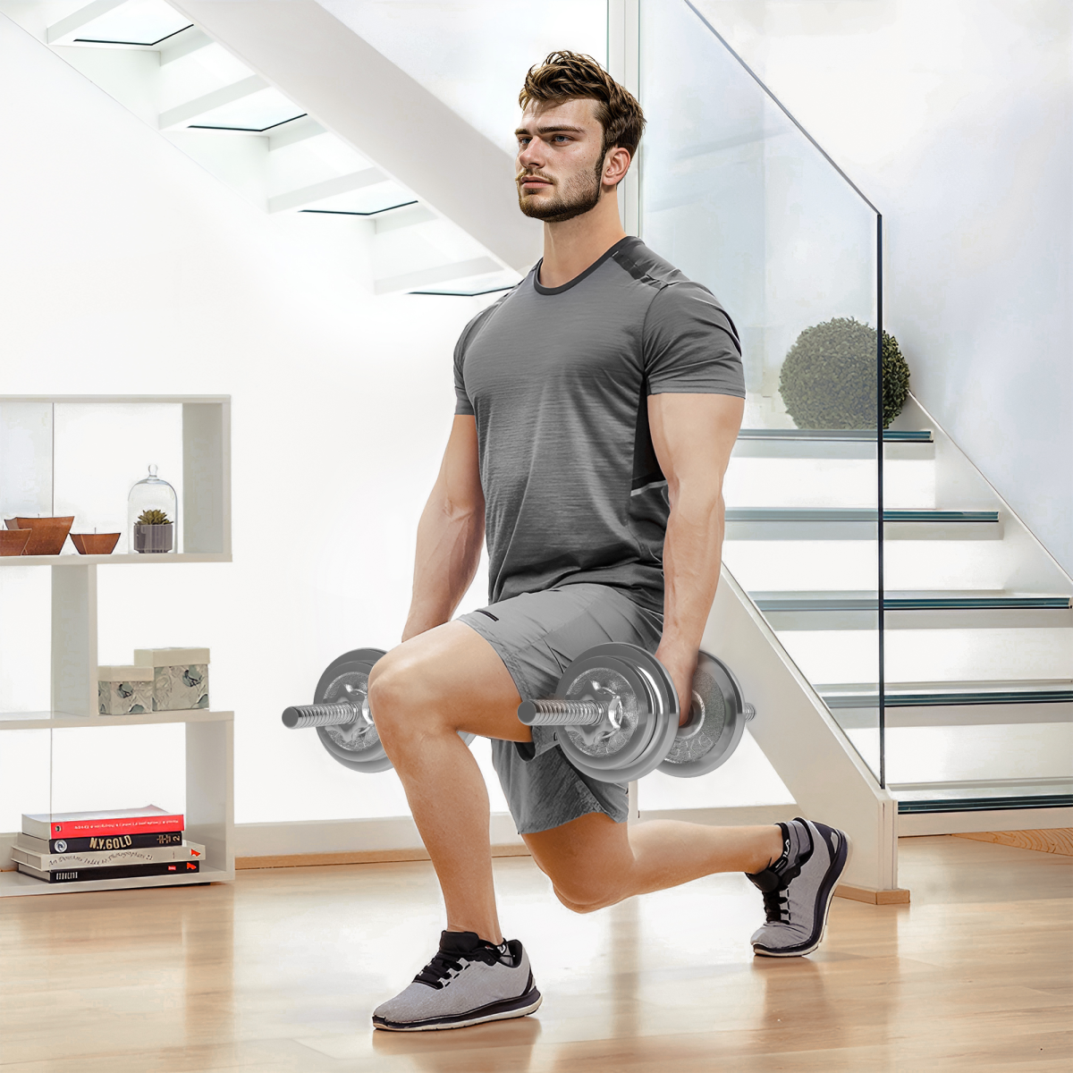 SPORTNOW 20kg Adjustable Dumbbells & Barbell Set for Home Gym