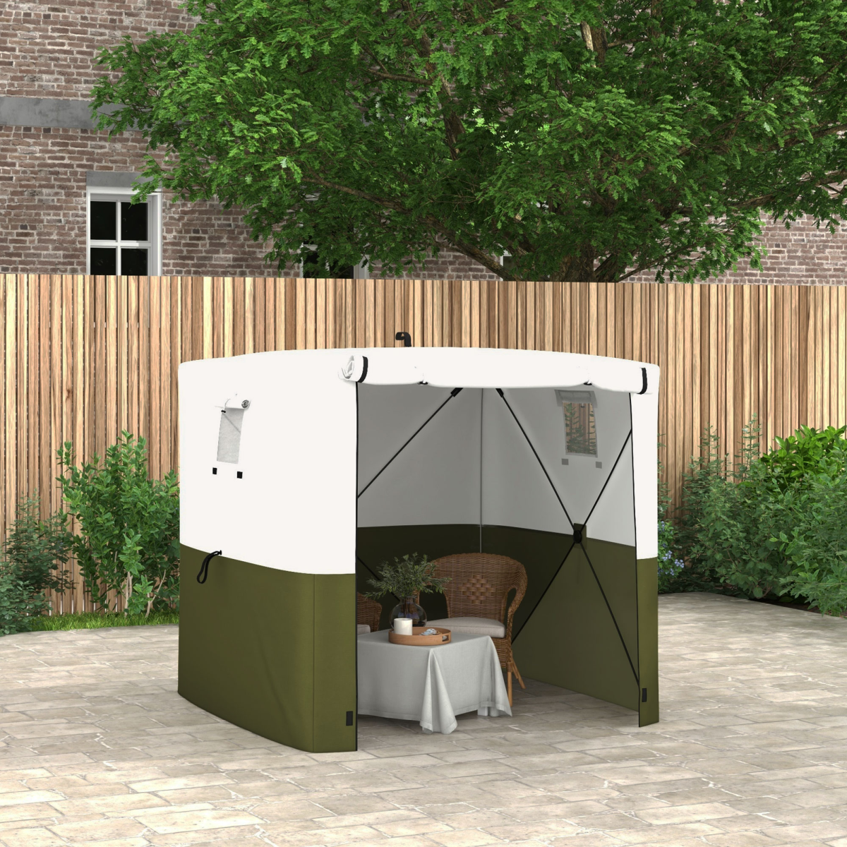 Outsunny 2 x 2m Pop Up Gazebo with Sides, UV30+ Cover, Mesh Windows, Carry Bag, Green