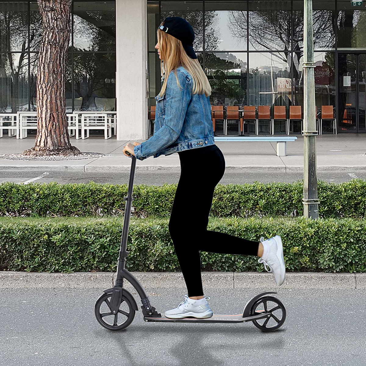Teens Adult Kick Scooter Foldable Adjust Aluminum For Age 14 White HOMCOM